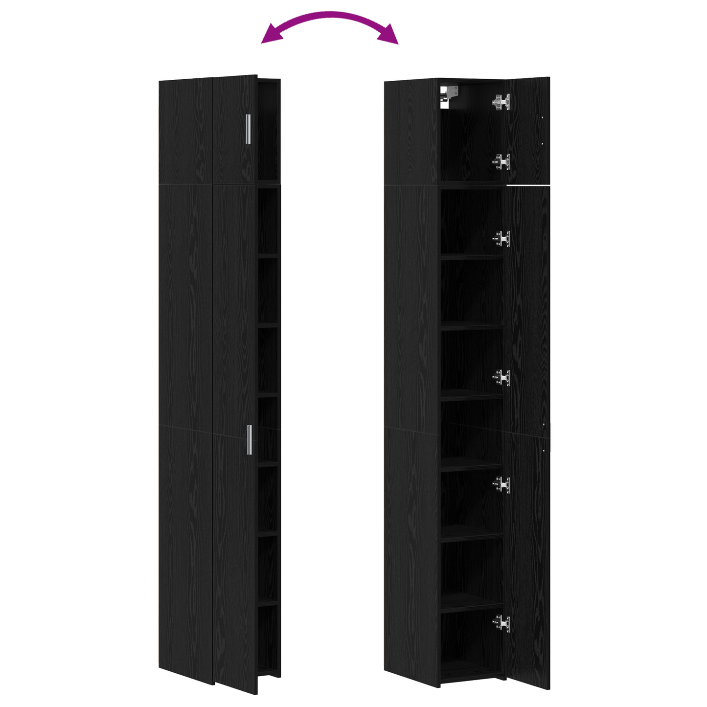 Slim Storage Cabinet Black Oak 30x42.5x225 cm Engineered Wood