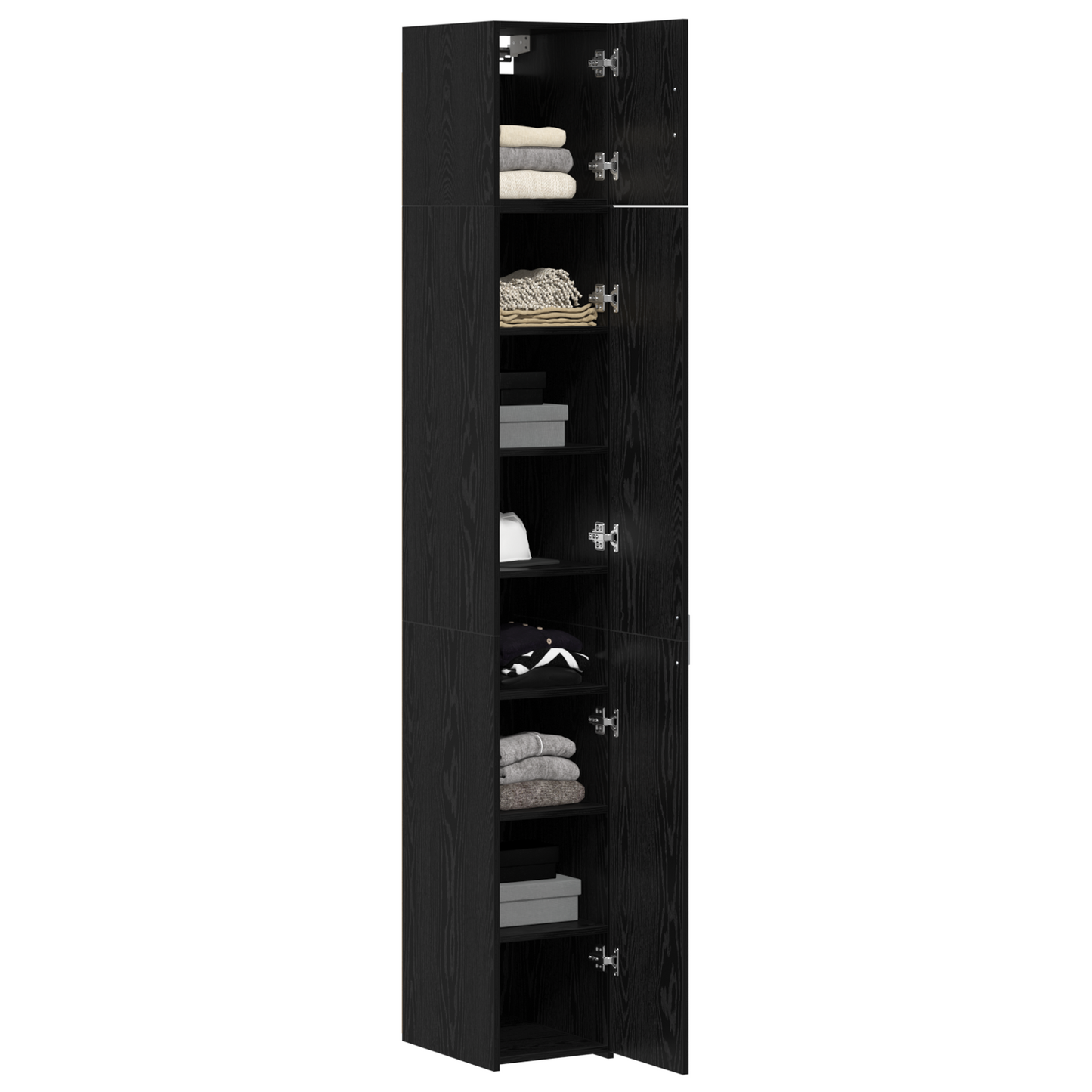 Slim Storage Cabinet Black Oak 30x42.5x225 cm Engineered Wood