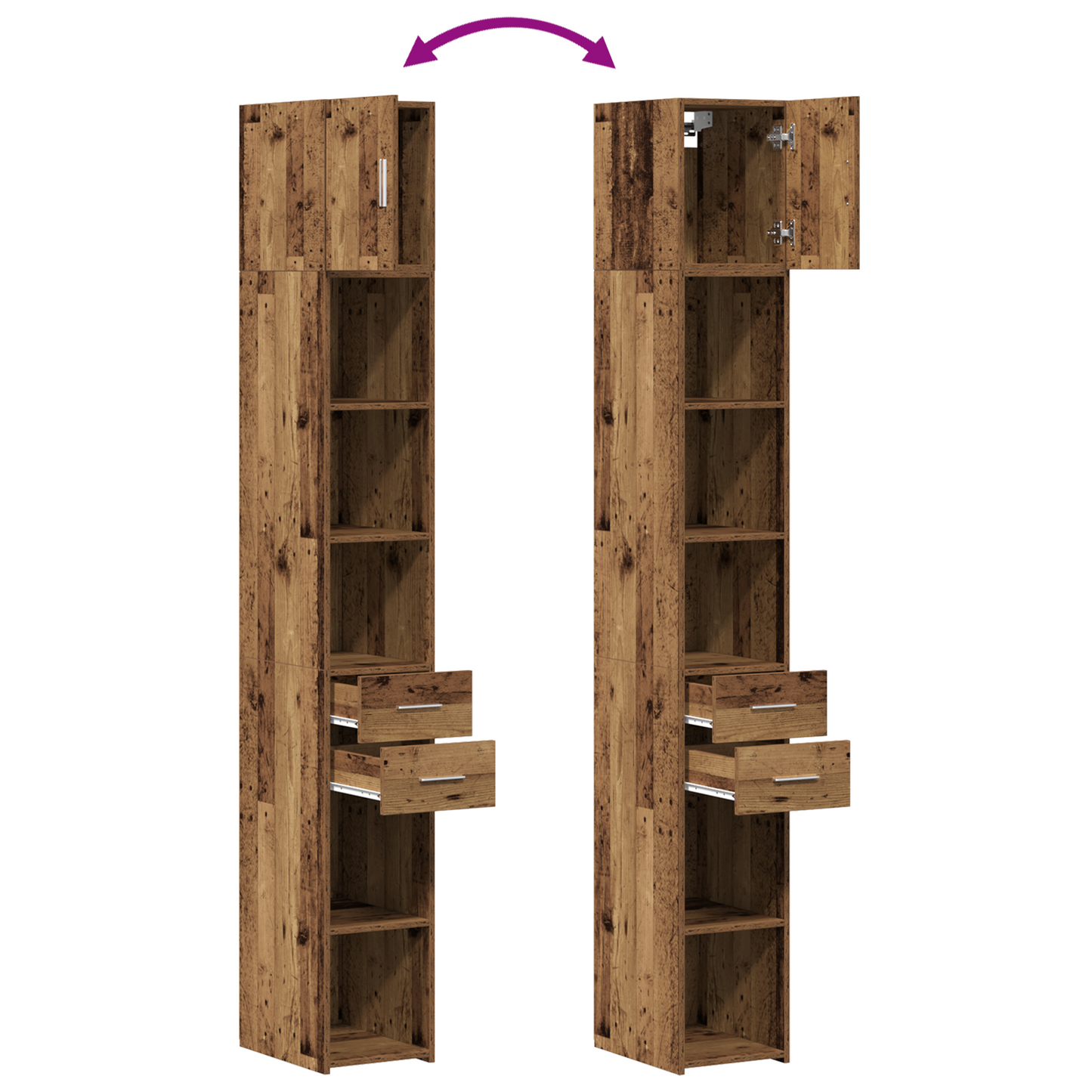 Slim Storage Cabinet Old Wood 30x42.5x225 cm Engineered Wood
