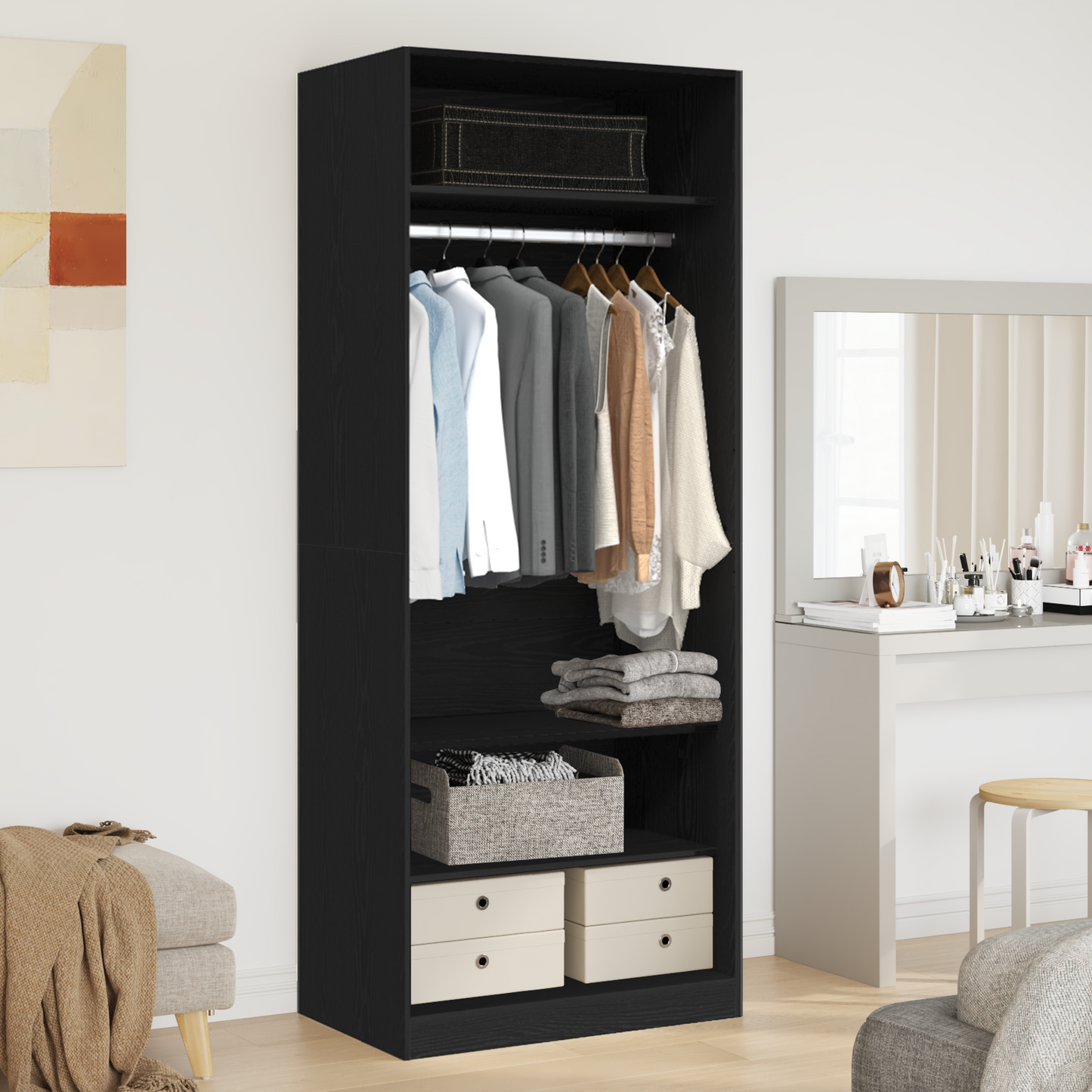Wardrobe Black Oak Set of 2 Black oak Engineered wood