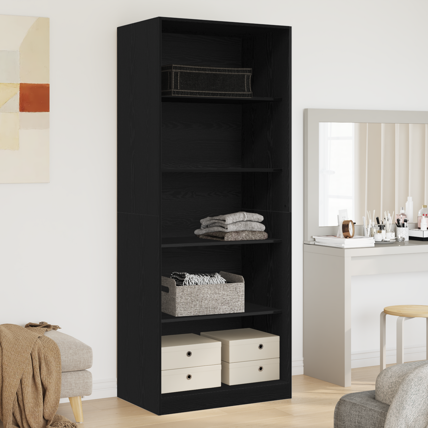Wardrobe Black Oak Set of 2 Black oak Particle board