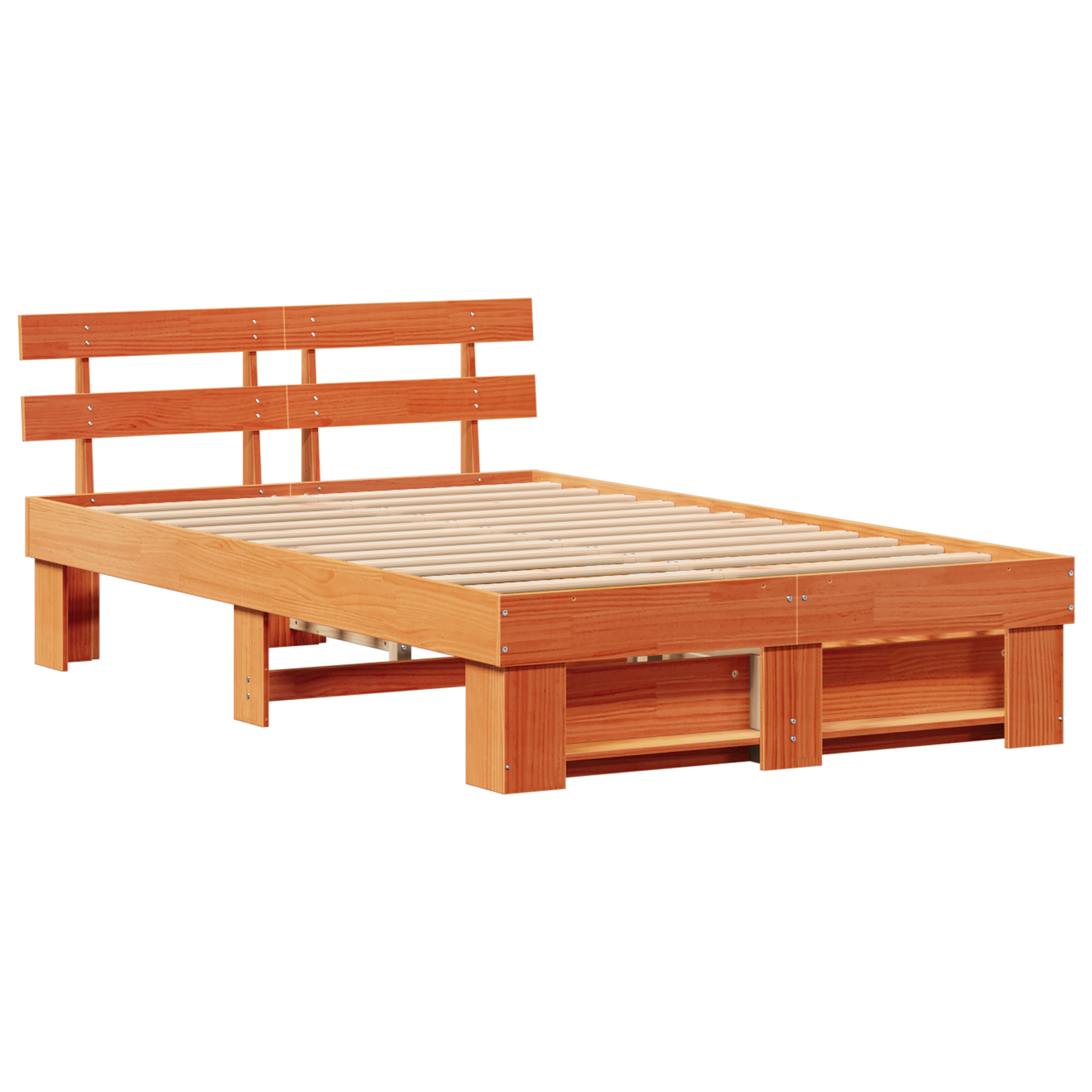 Bed Frame with Drawers Wax Brown 140x190 cm Solid Pine Wood
