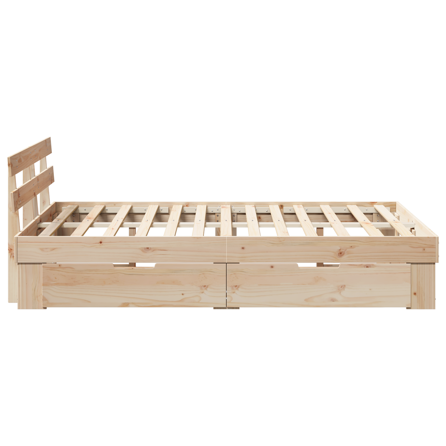 Bed Frame with Drawers 135x190 cm Solid Pine Wood