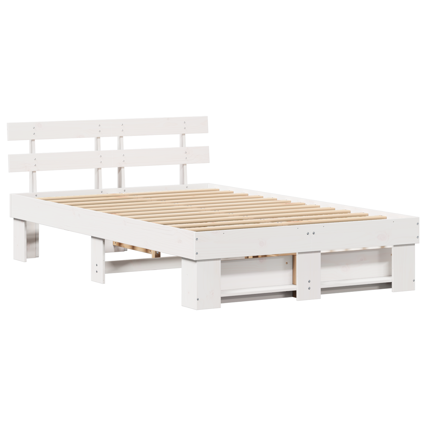 Bed Frame with Drawers White 135x190 cm Solid Pine Wood