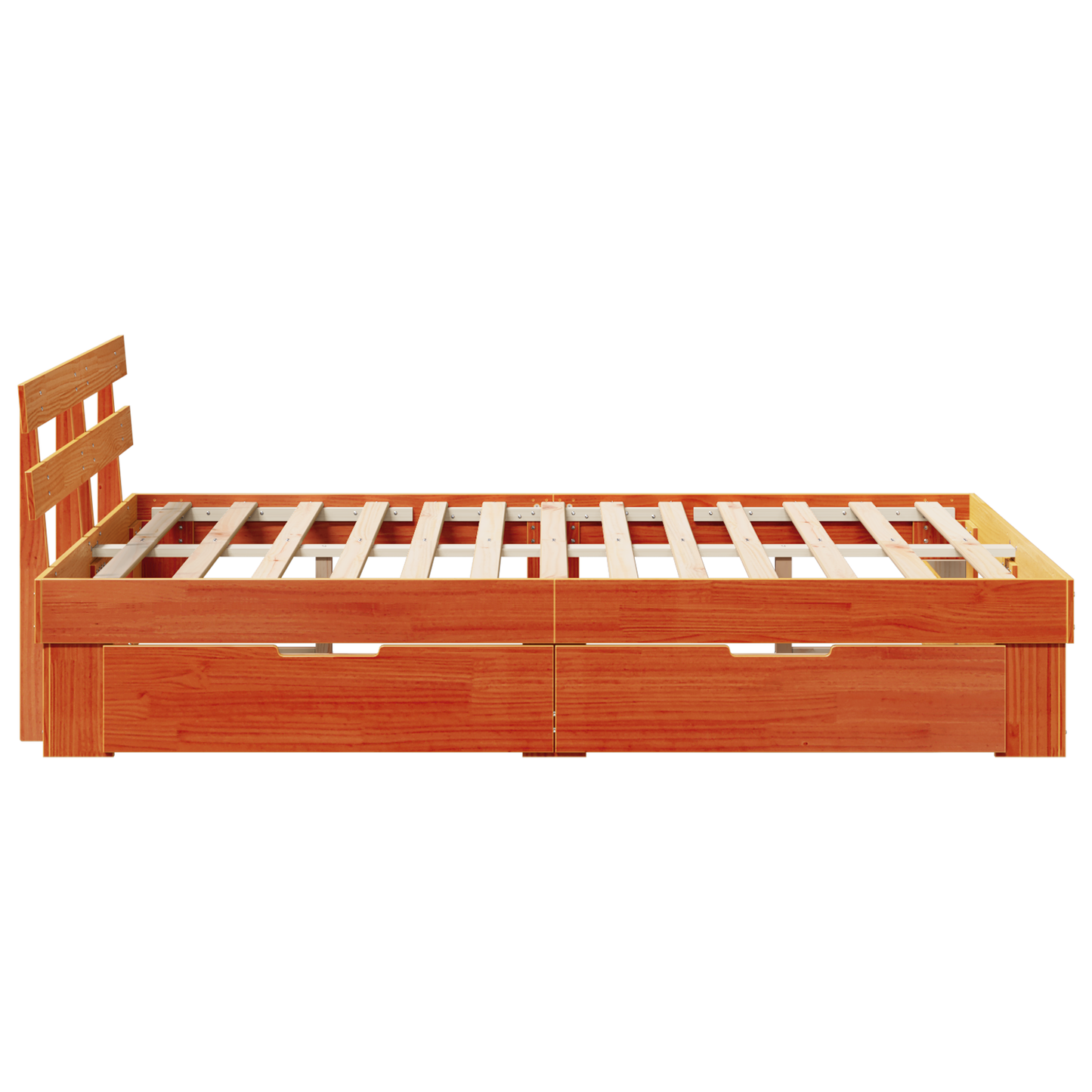 Bed Frame with Drawers Wax Brown 135x190 cm Solid Pine Wood
