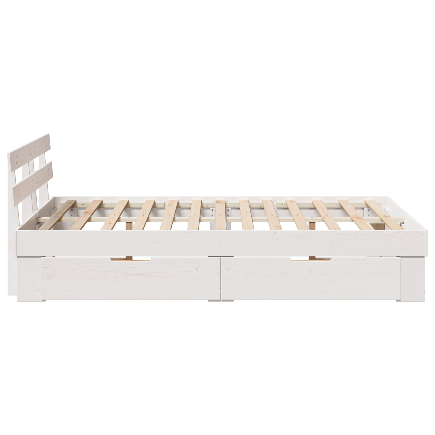 Bed Frame with Drawers White 120x190 cm Solid Pine Wood