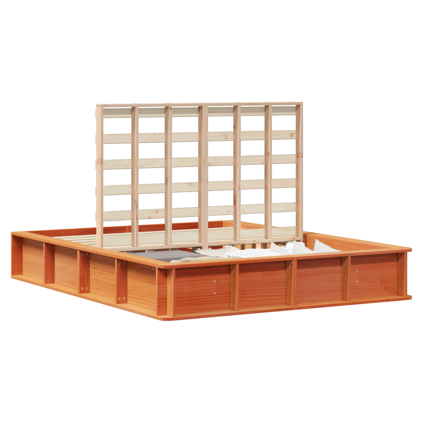 Bed Frame with Lift-up Storage Wax Brown 150x200 cm Solid Wood Pine
