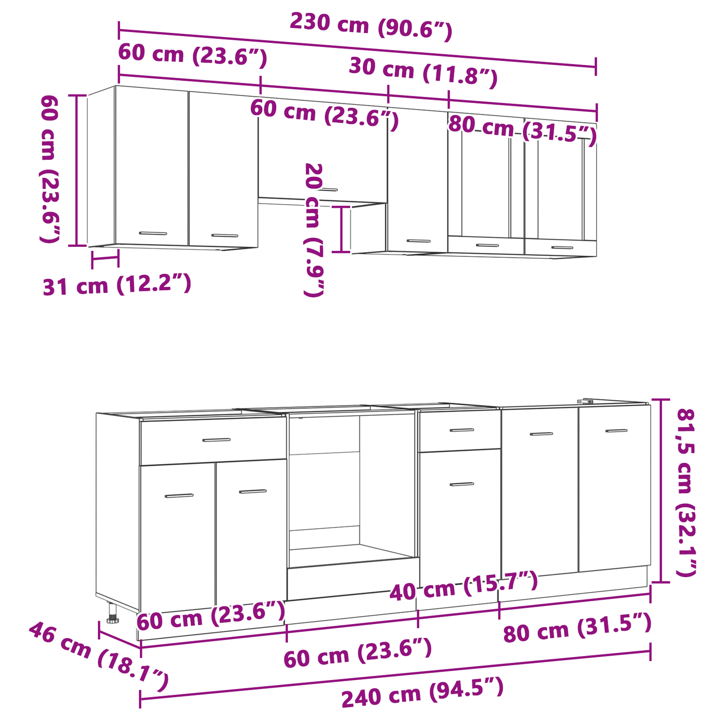 8 Piece Kitchen Cabinet Set Smoked Oak Engineered Wood