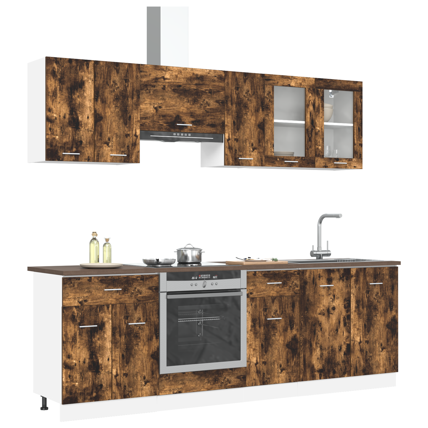 8 Piece Kitchen Cabinet Set Smoked Oak Engineered Wood