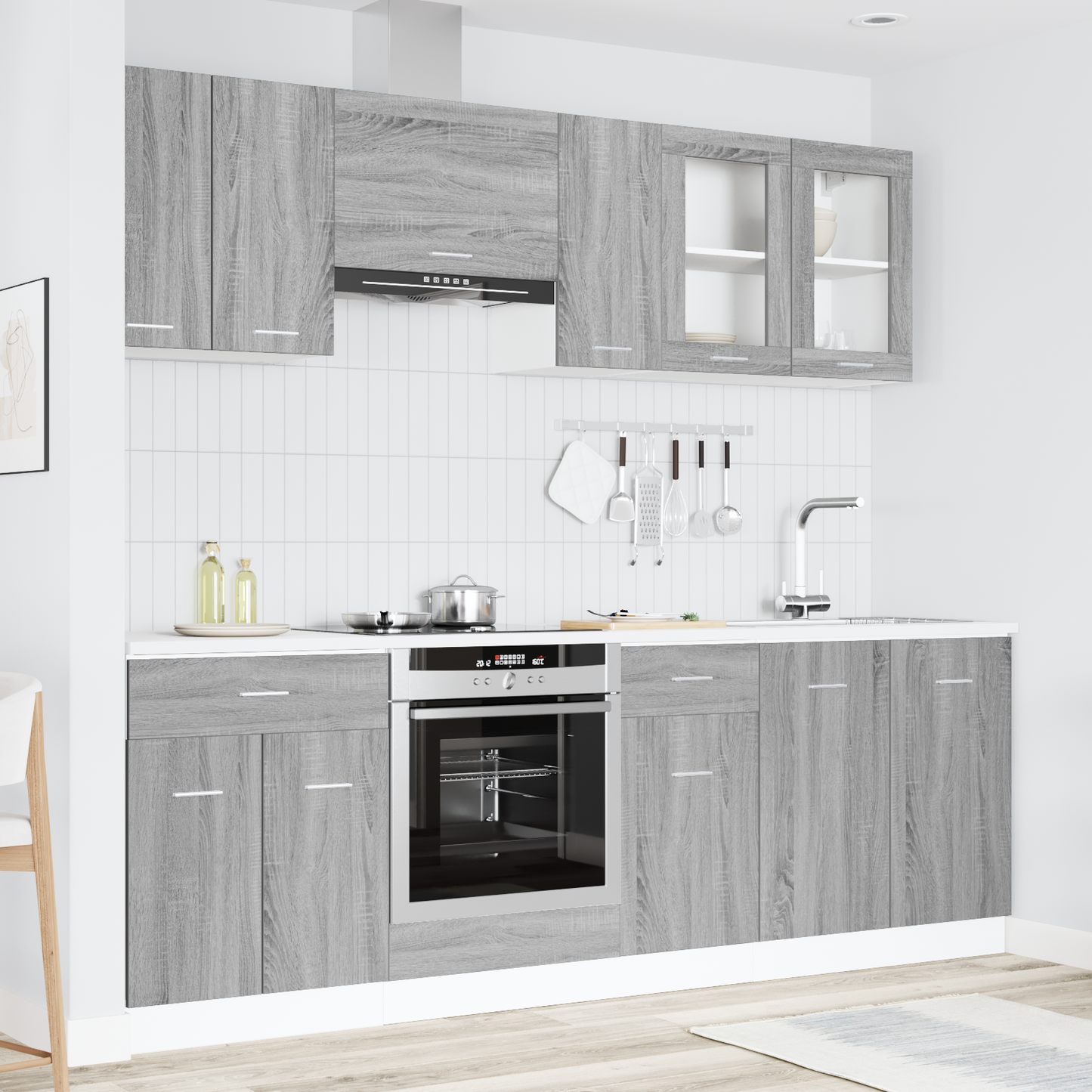 8 Piece Kitchen Cabinet Set Grey Sonoma Engineered Wood