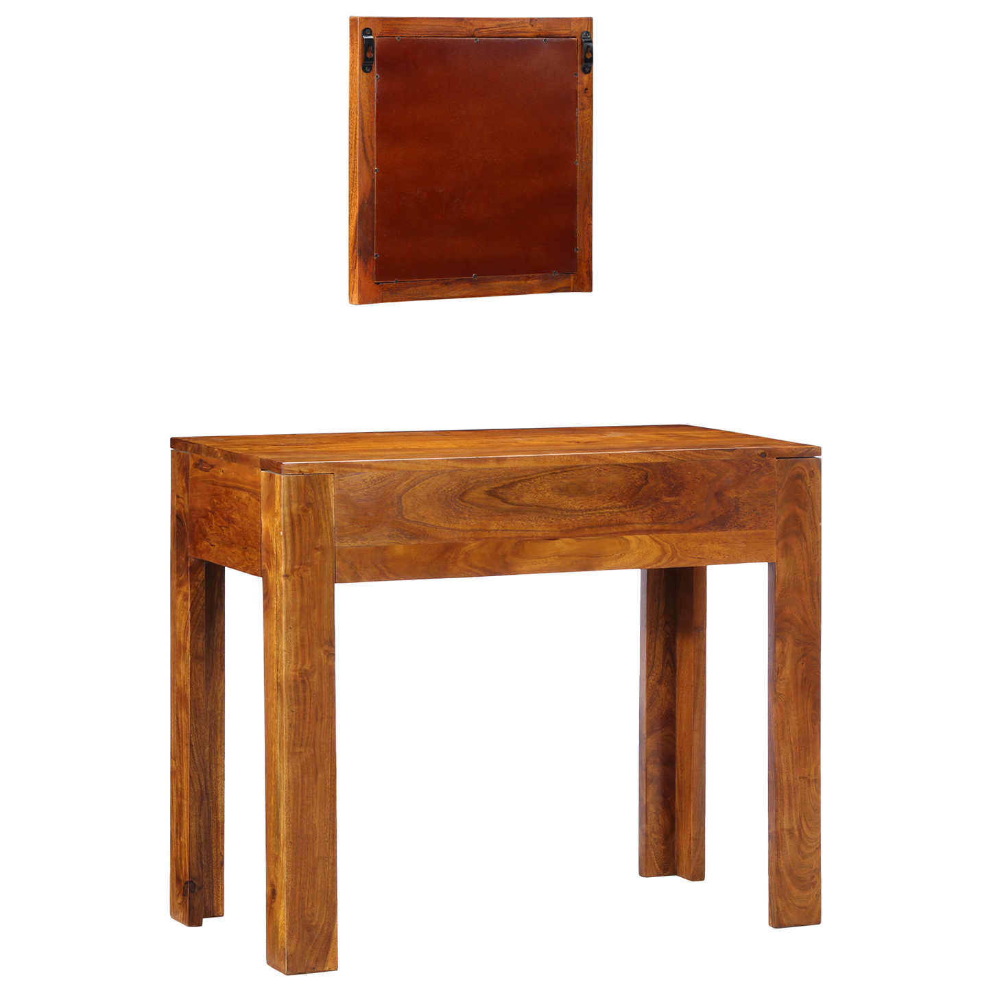 Dressing Table with Mirror Honey Brown Solid Wood Acacia