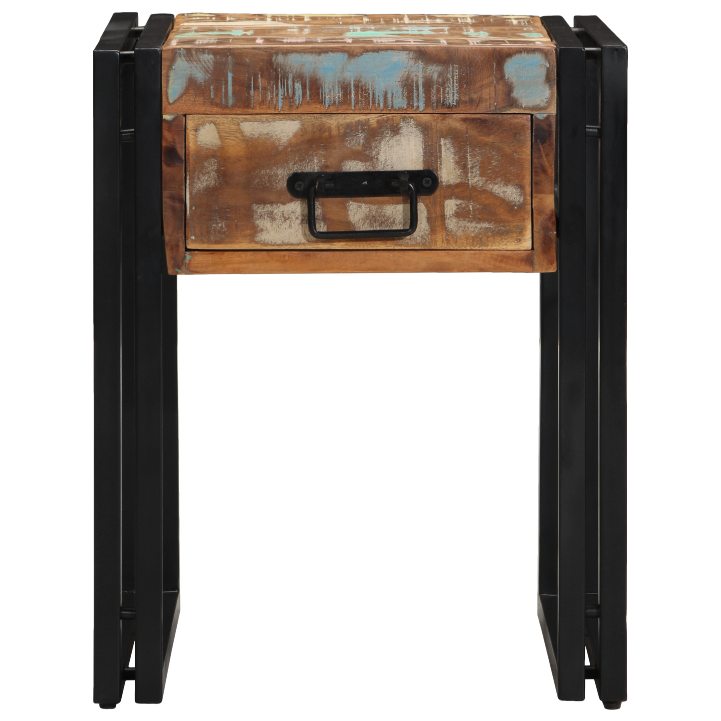End Table with Drawer Black 40x40x50 cm Solid Reclaimed Wood