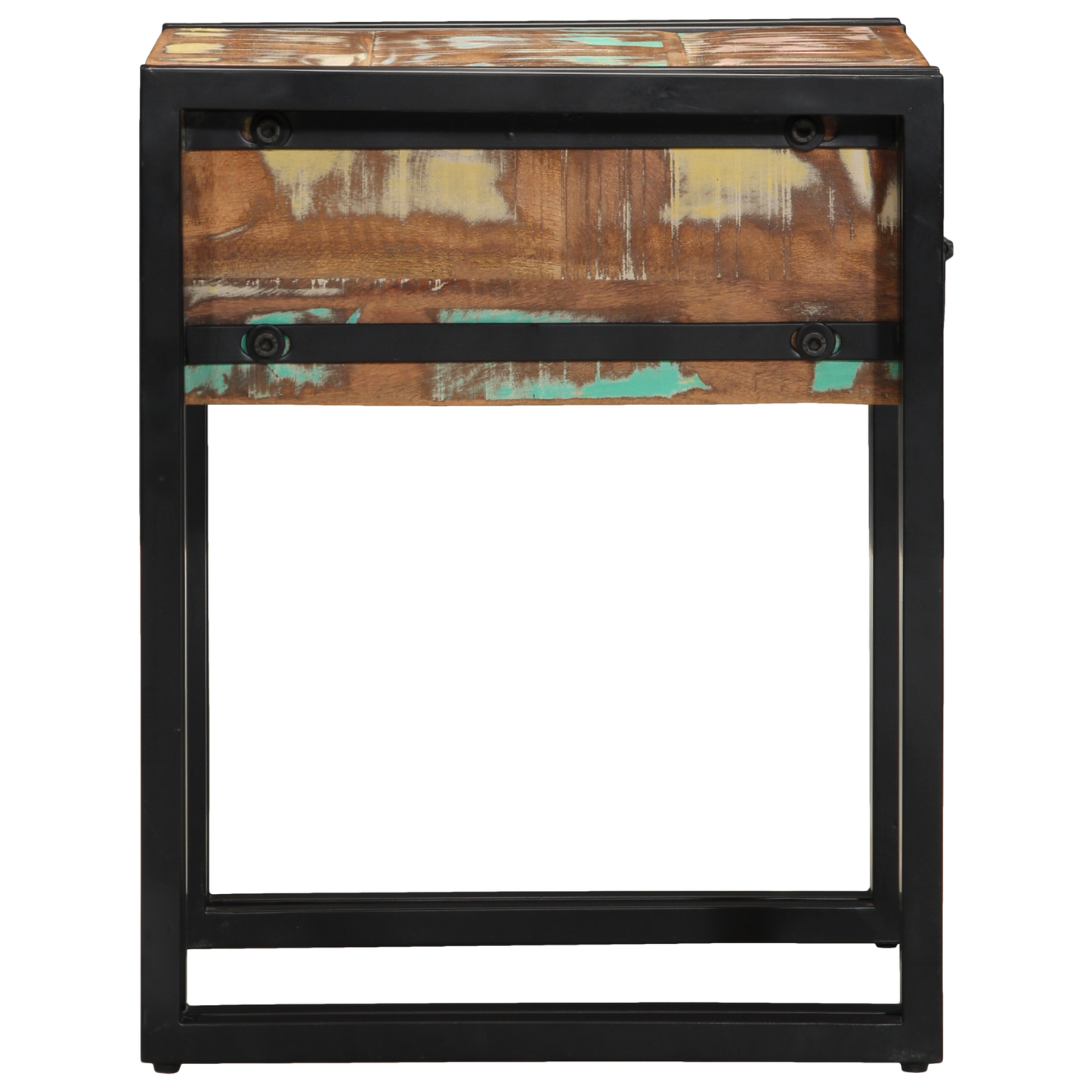 End Table with Drawer Black 40x40x50 cm Solid Reclaimed Wood