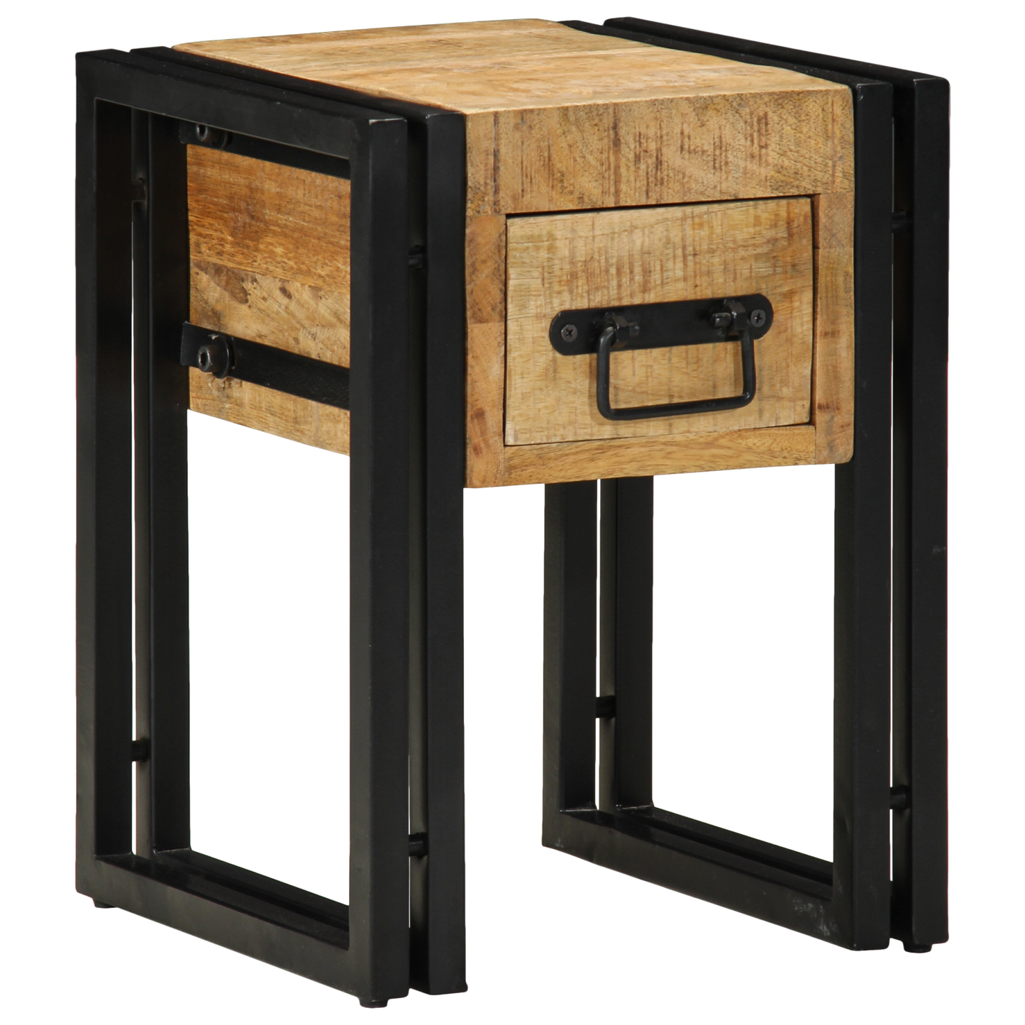 End Table with Drawer Black 30x30x40 cm Solid Mango Wood