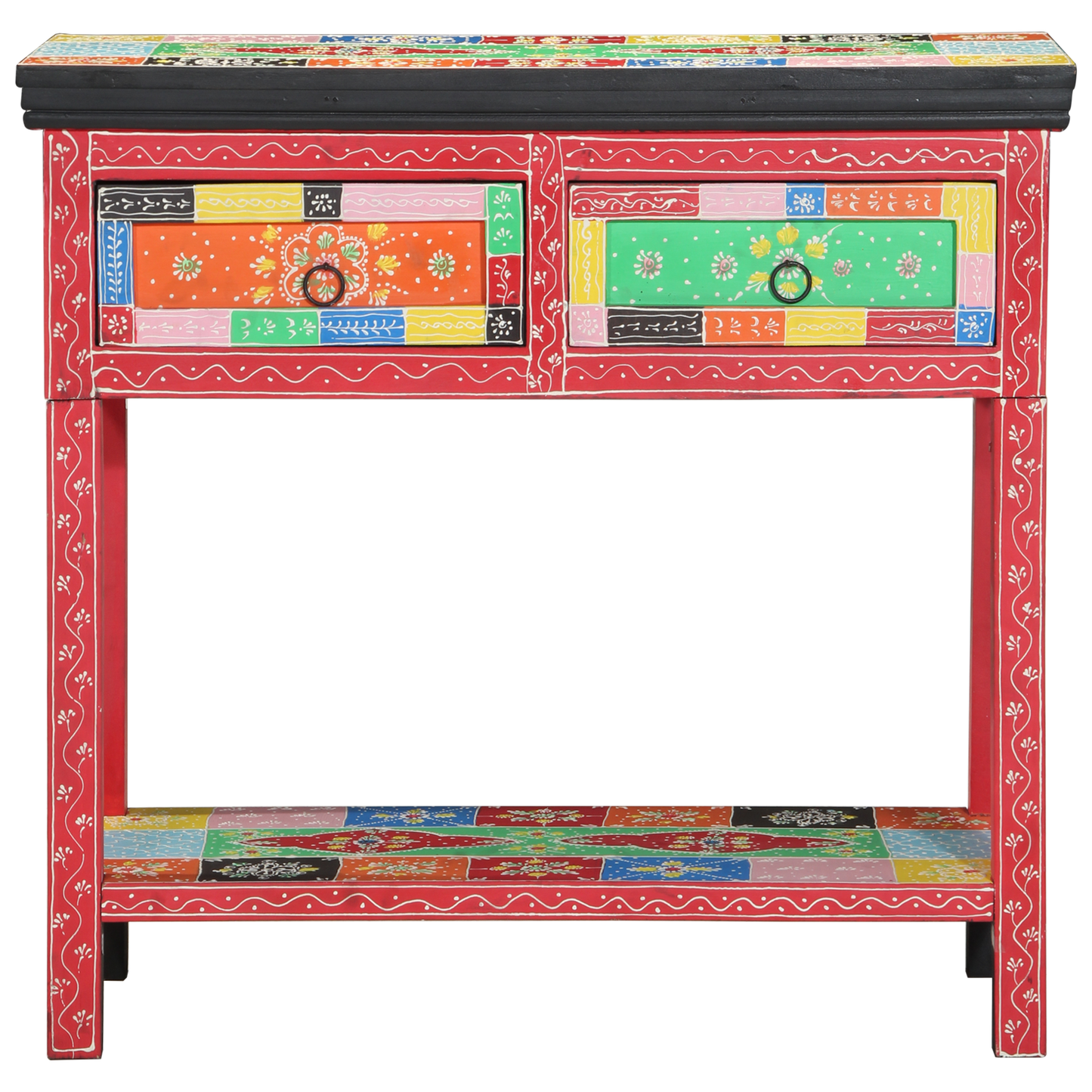 Console Table with Drawers Multicolour Engineered Wood