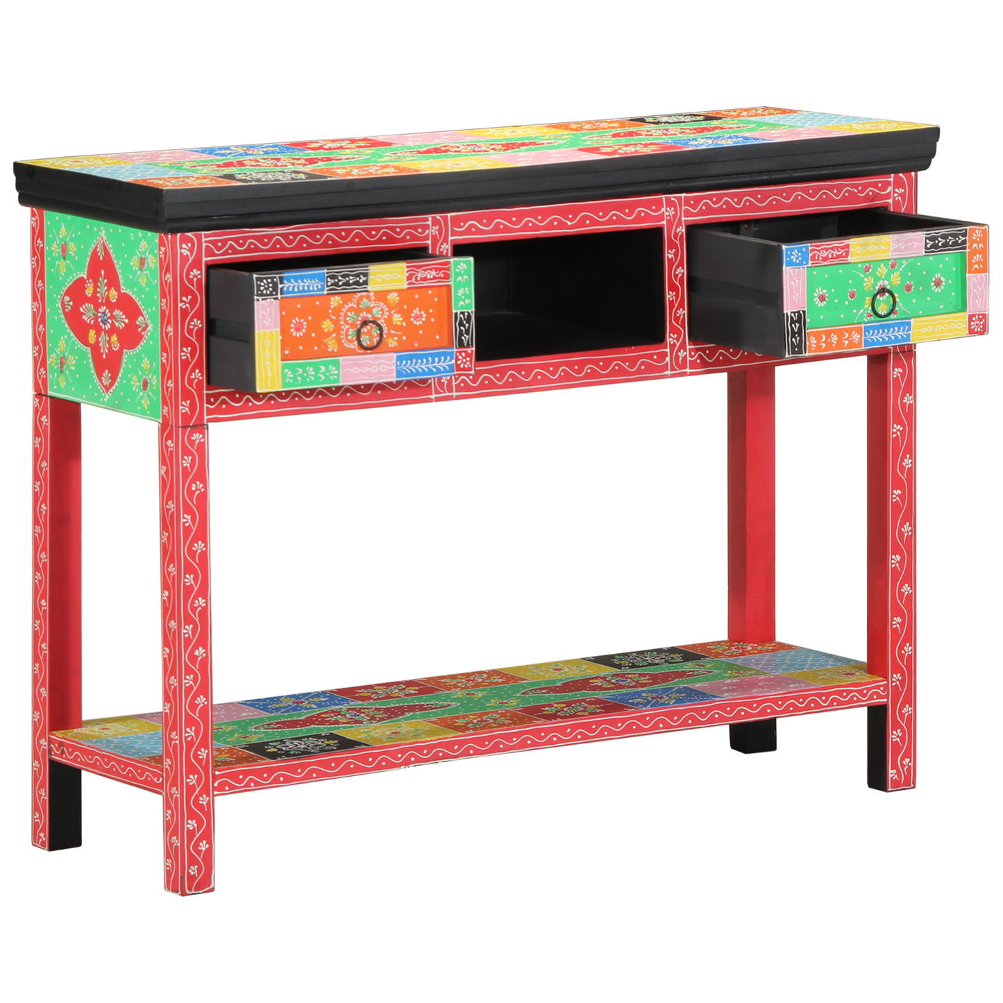 Multi-Colored Console Table 100x30x75 cm Made of Solid Mango Wood