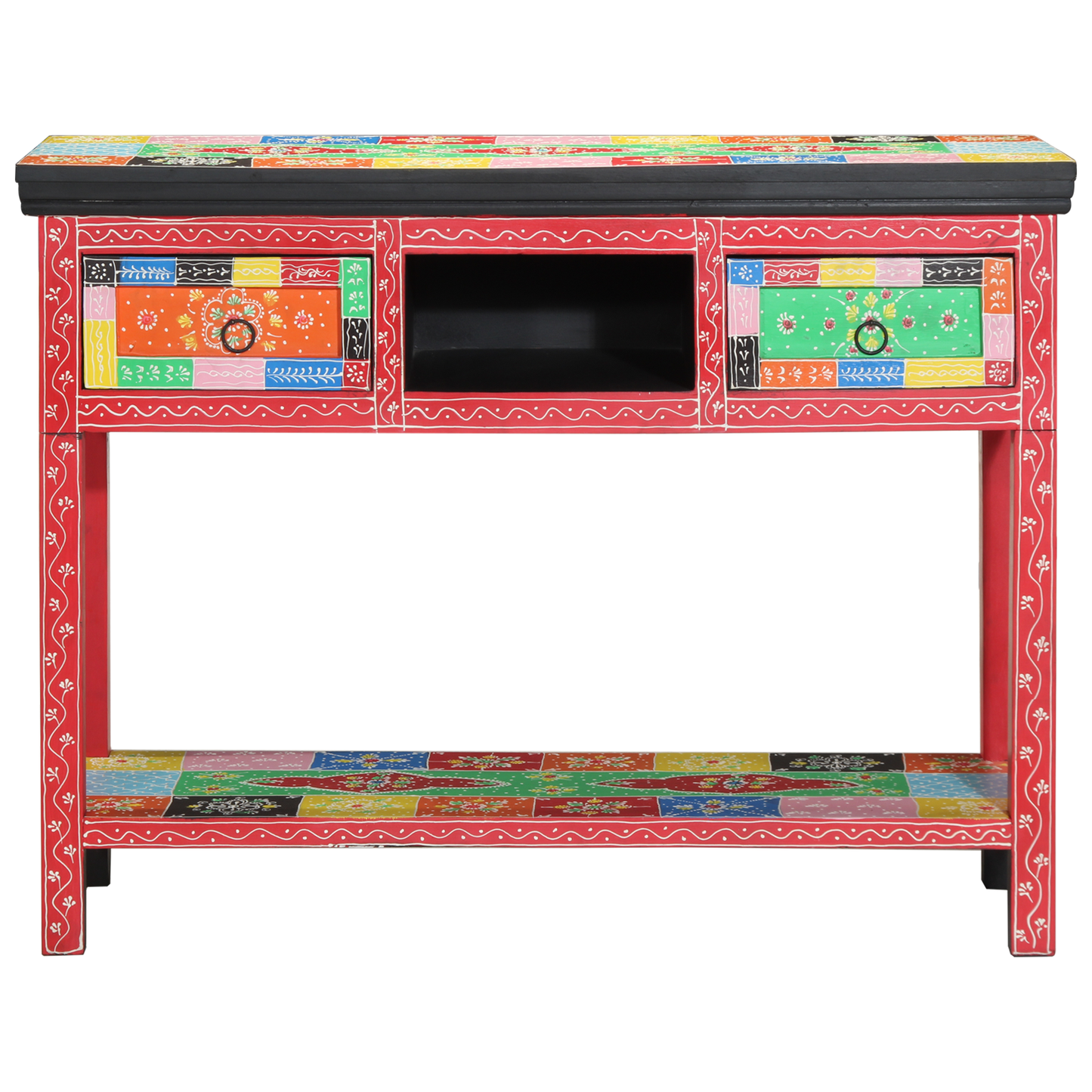 Multi-Colored Console Table 100x30x75 cm Made of Solid Mango Wood