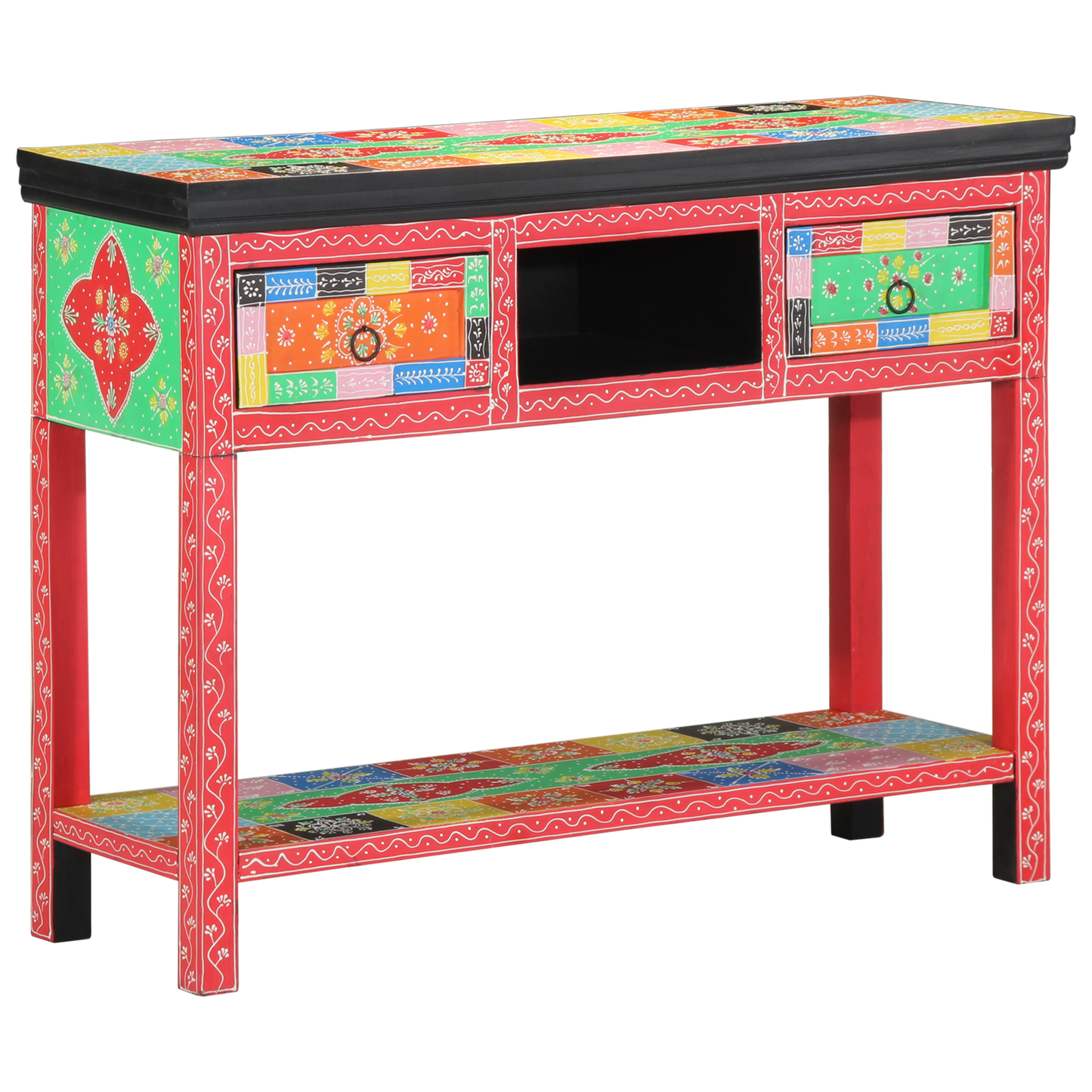 Multi-Colored Console Table 100x30x75 cm Made of Solid Mango Wood