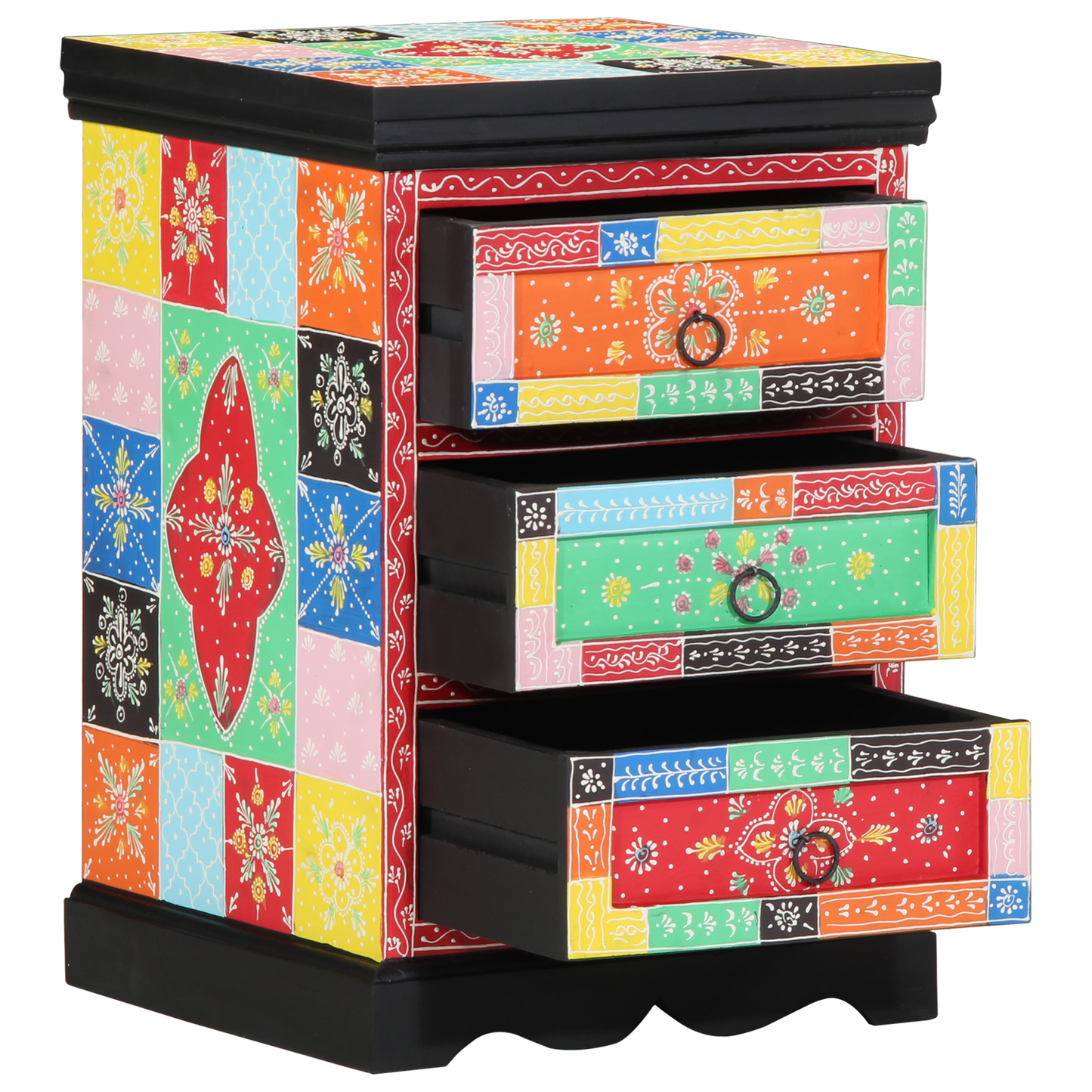 Multicolored Drawer Cabinet - 40x40x60 cm Solid Mango Wood