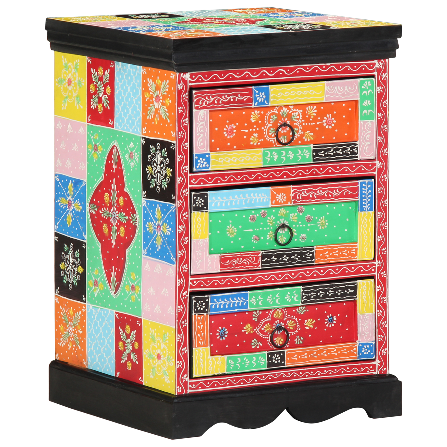 Multicolored Drawer Cabinet - 40x40x60 cm Solid Mango Wood