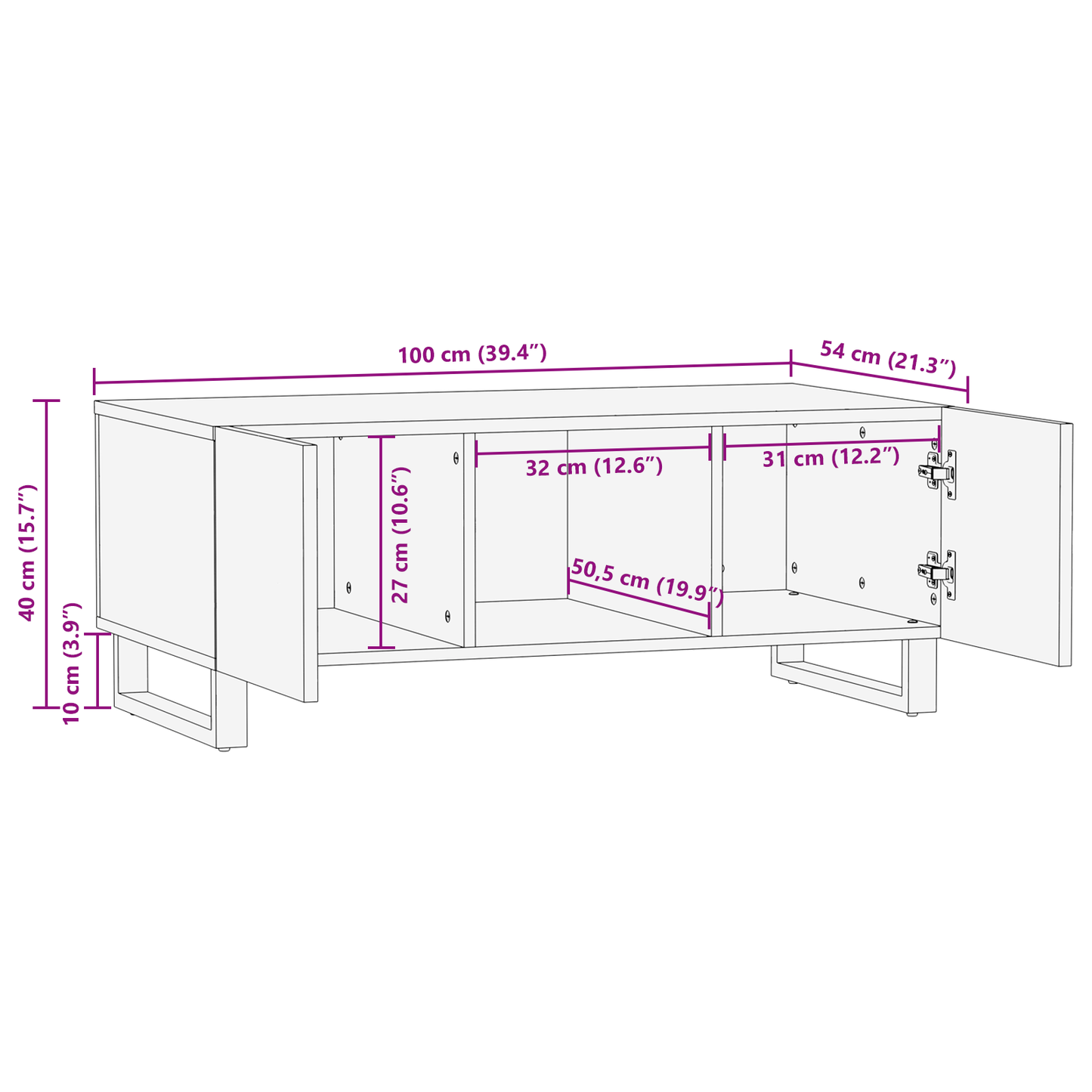 Coffee Table 100x54x40 cm Solid Wood Mengou0026Engineered Wood