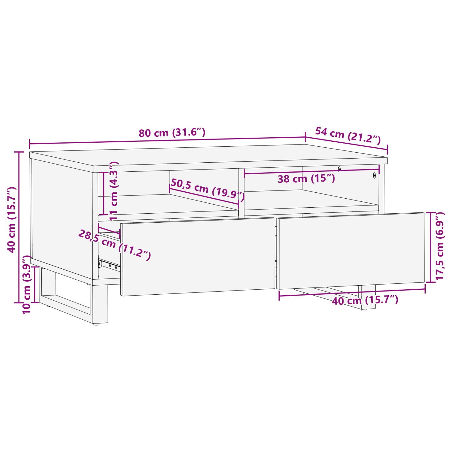 Coffee Table 80x54x40 cm Solid Mango Wood