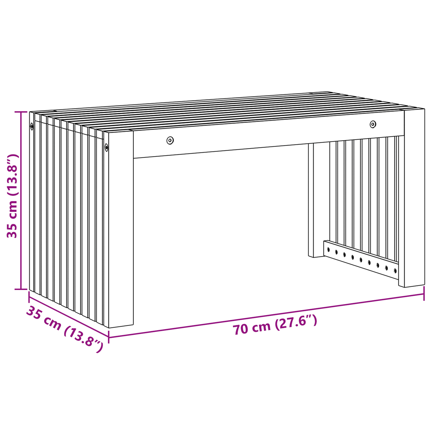 Garden Coffee Table 70x35x35 cm Solid Wood Acacia