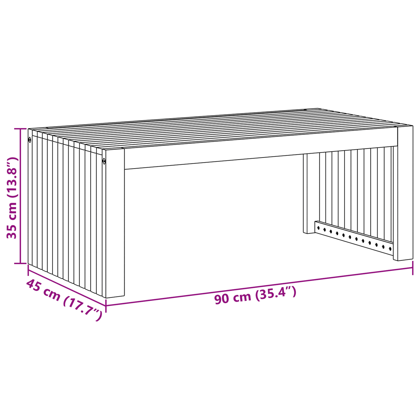 Garden Coffee Table 90x45x35 cm Solid Wood Acacia