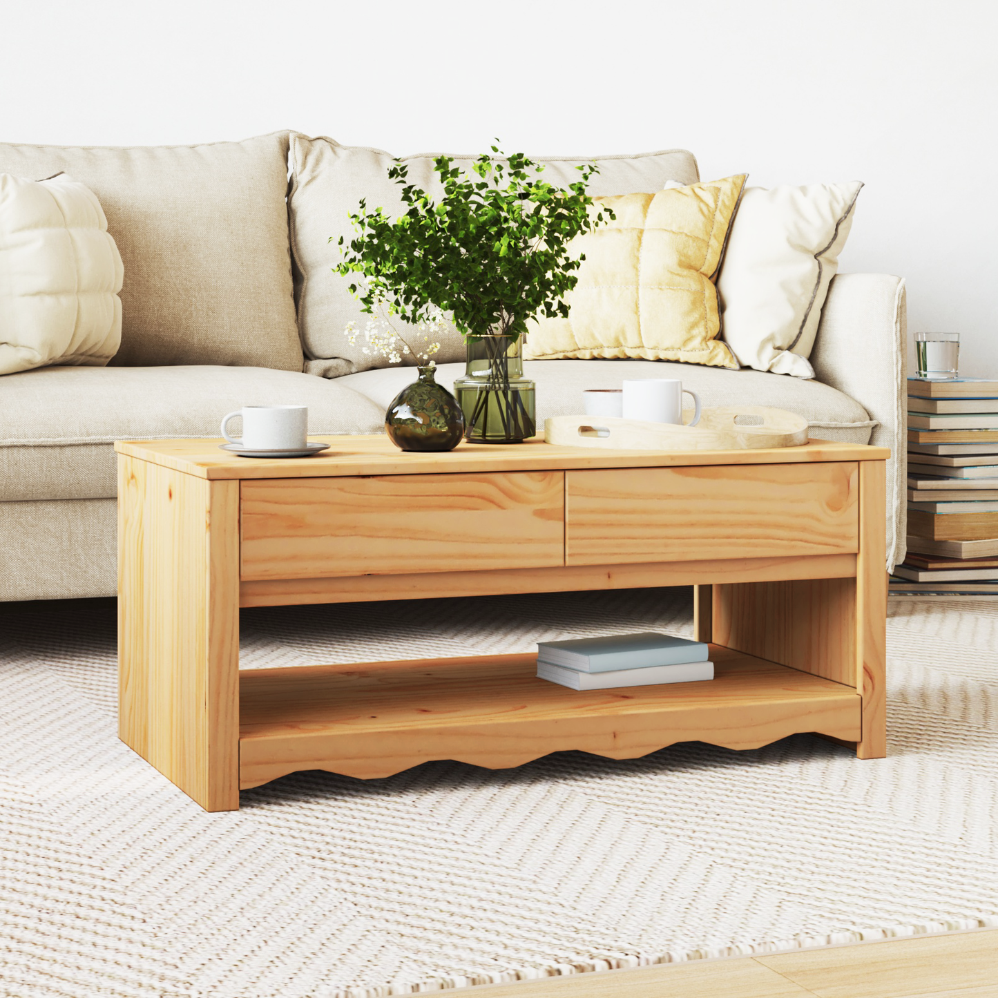 Coffee Table "DRAMMEN" 99x55x45 cm Solid Wood Pine