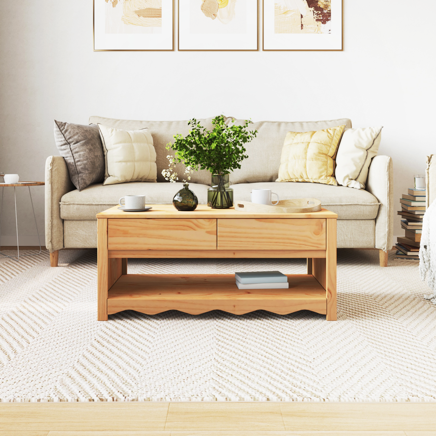 Coffee Table "DRAMMEN" 99x55x45 cm Solid Wood Pine