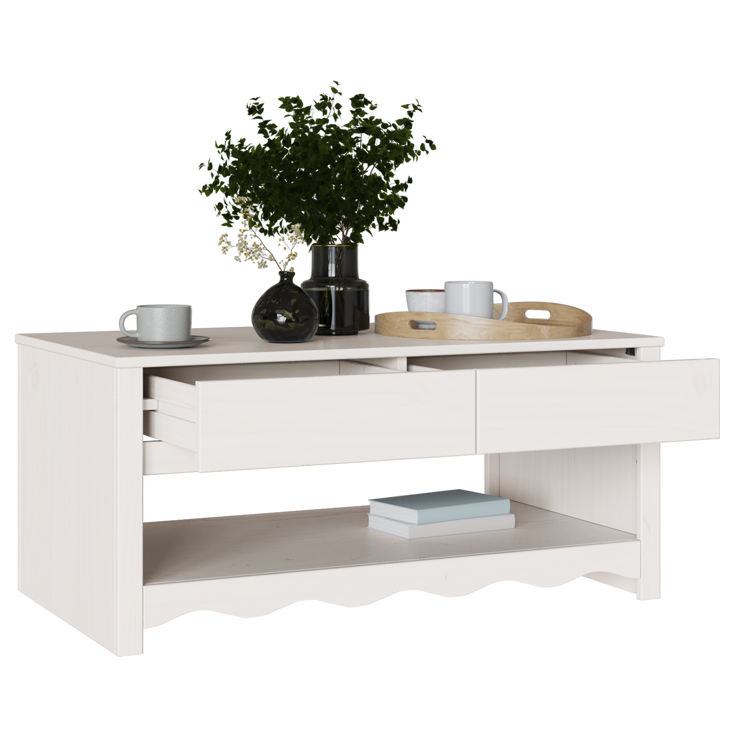 Coffee Table "DRAMMEN" White 99x55x45 cm Solid Wood Pine