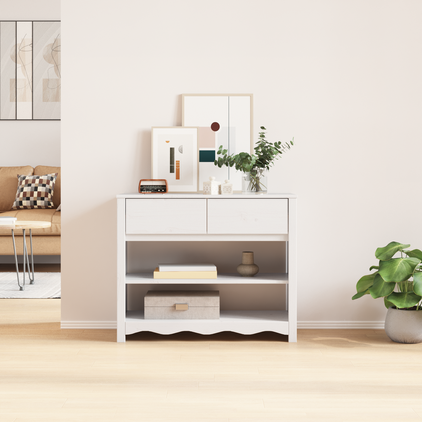 Console Table "DRAMMEN" White 89,5x37x73 cm Solid Wood Pine