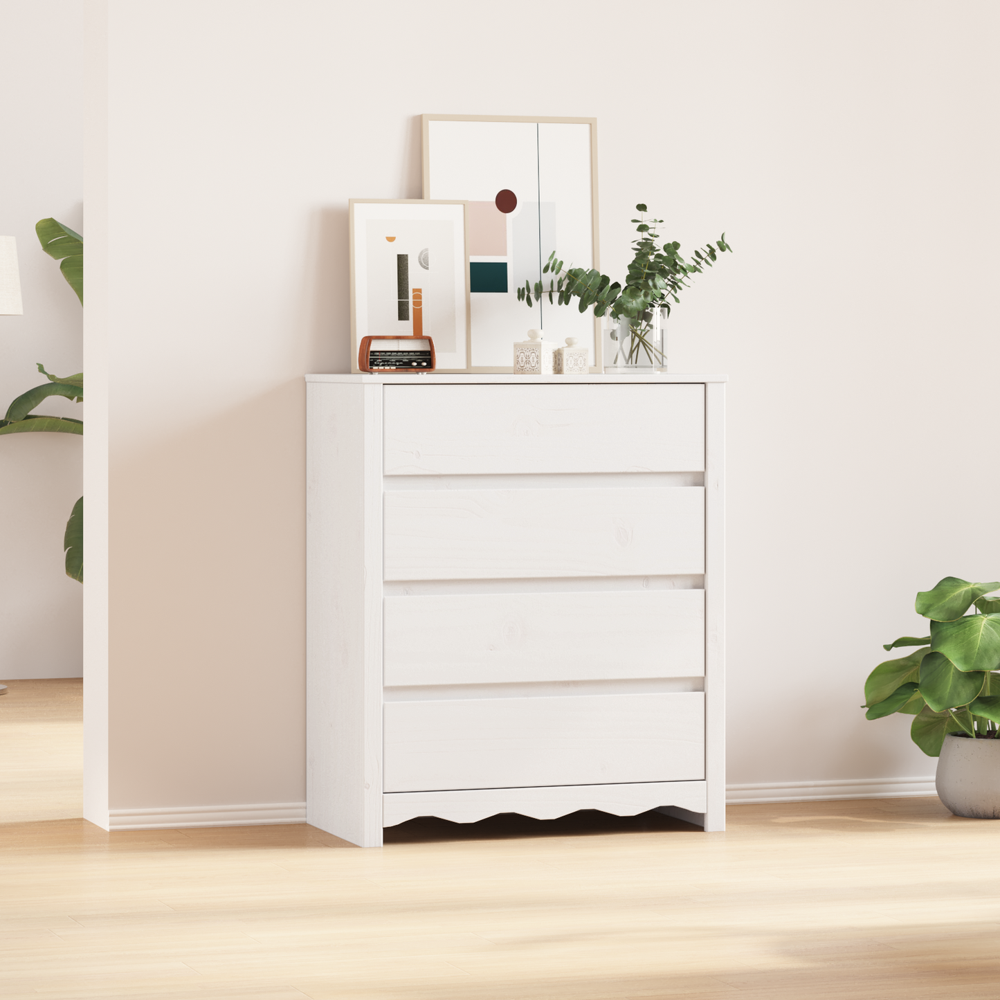 Chest of Drawers "DRAMMEN" White 76,5x40x91 cm Solid Wood Pine