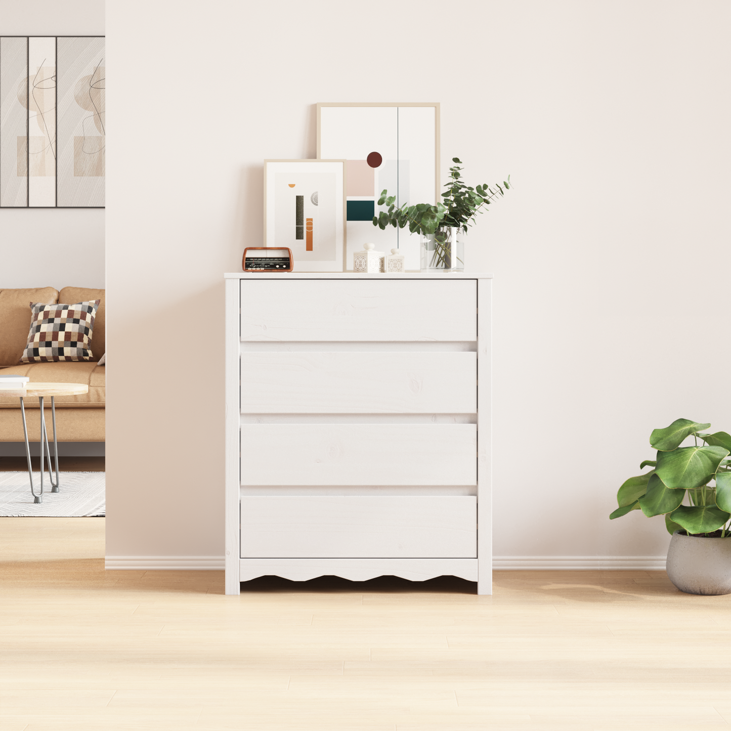 Chest of Drawers "DRAMMEN" White 76,5x40x91 cm Solid Wood Pine