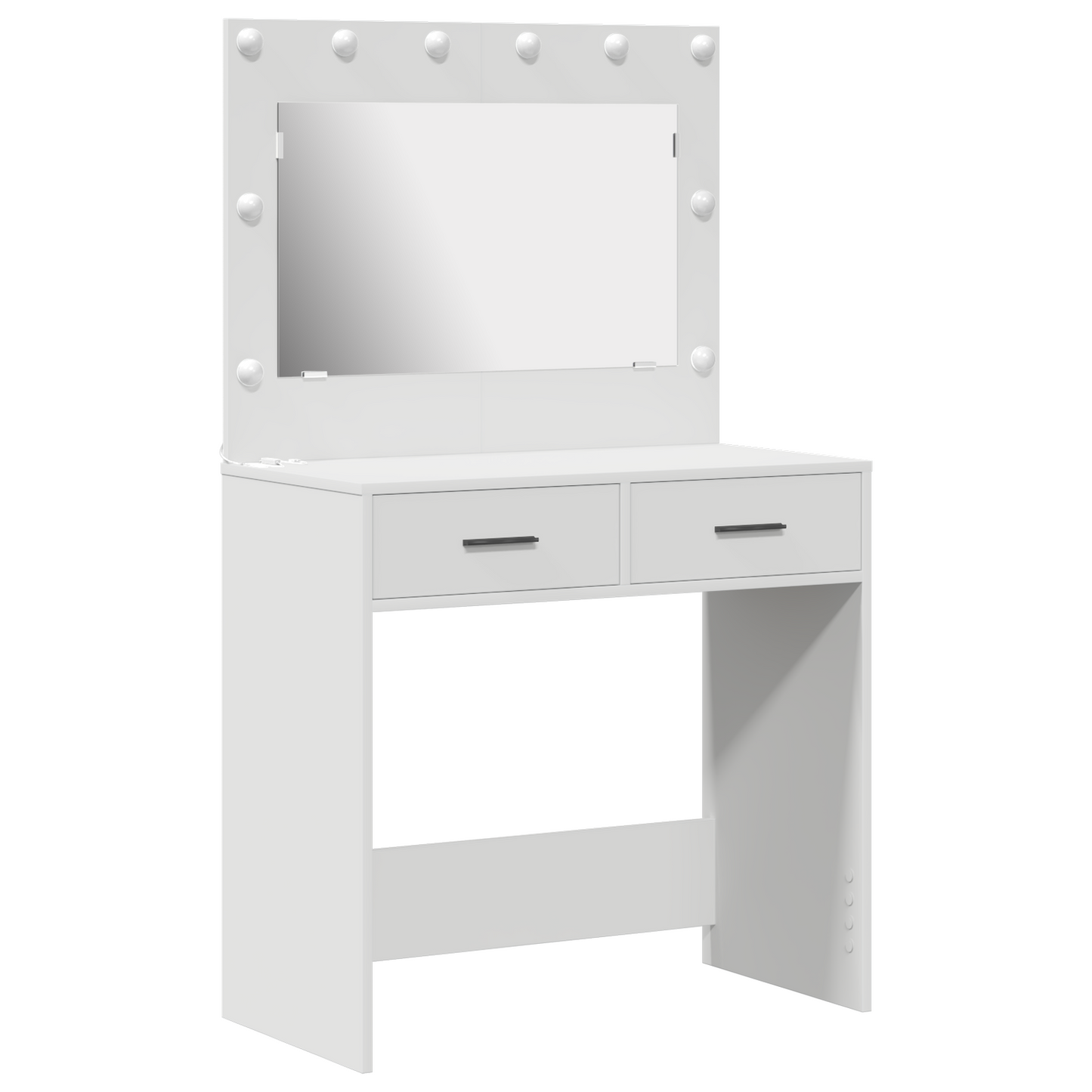 Modern Wooden Dressing Table Makeup Vanity Desk Table With 2 Drawers & LED Mirror