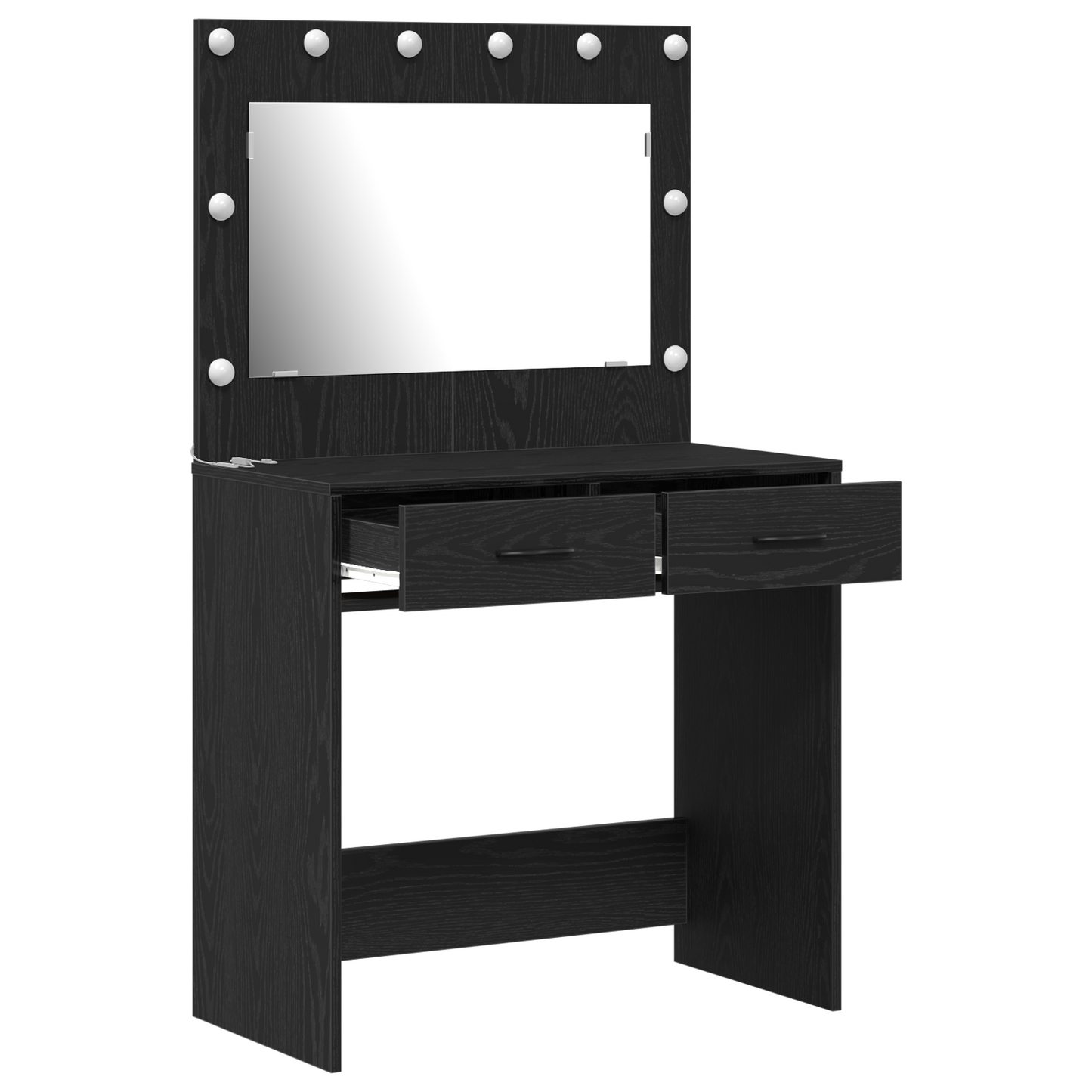 Modern Wooden Dressing Table Makeup Vanity Desk Table With 2 Drawers & LED Mirror