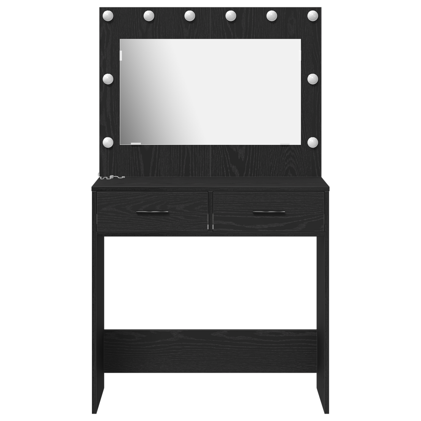 Modern Wooden Dressing Table Makeup Vanity Desk Table With 2 Drawers & LED Mirror