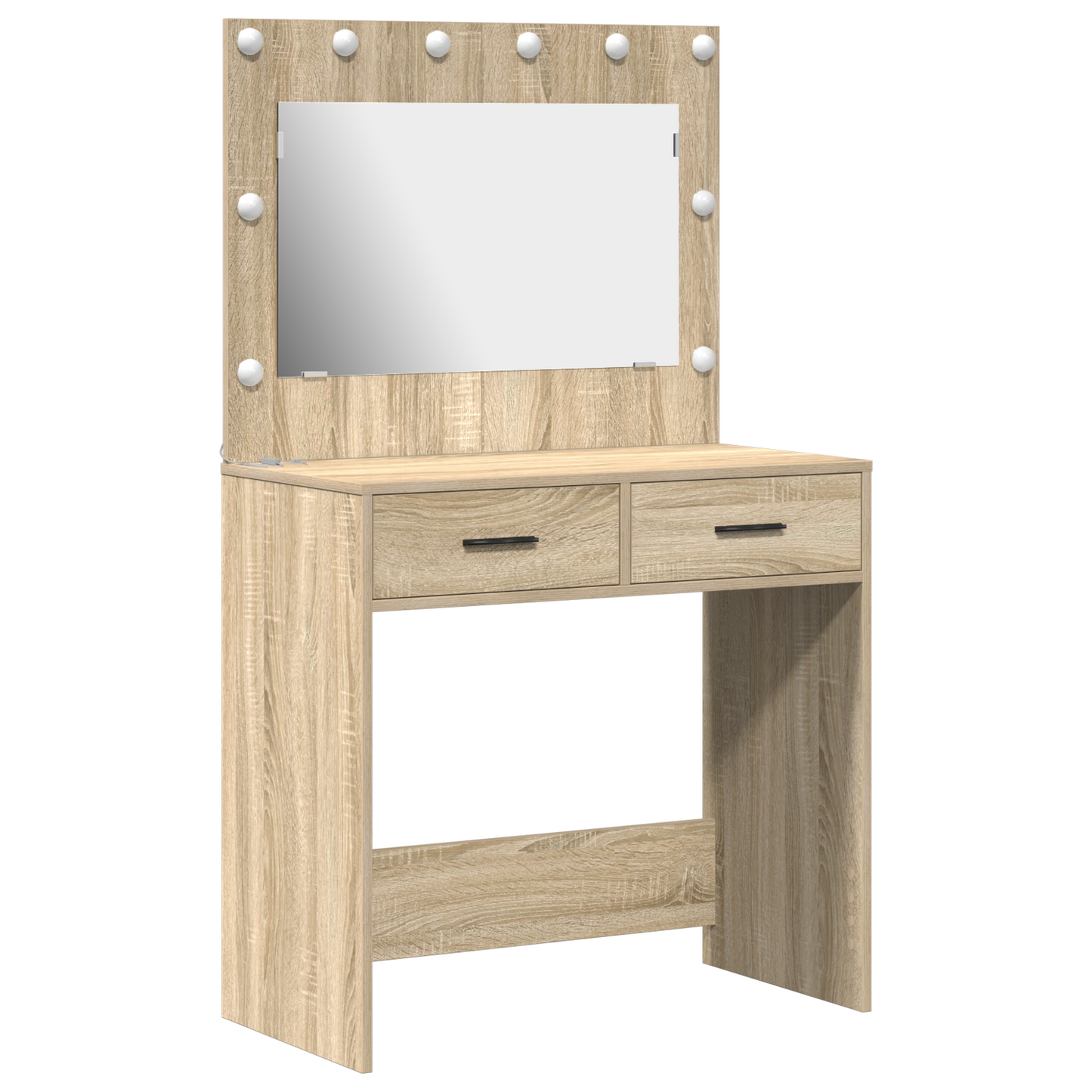 Modern Wooden Dressing Table Makeup Vanity Desk Table With 2 Drawers & LED Mirror