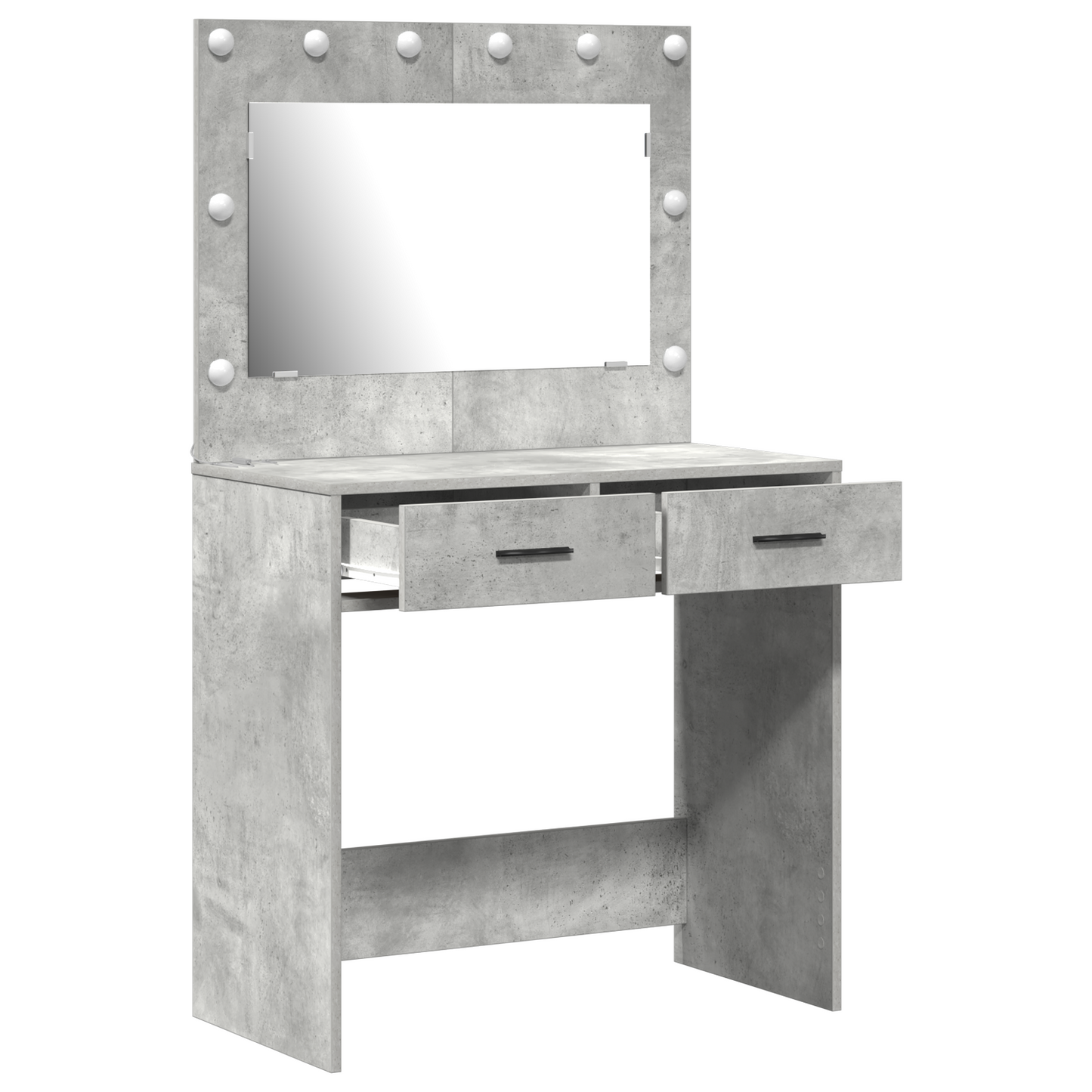 Modern Wooden Dressing Table Makeup Vanity Desk Table With 2 Drawers & LED Mirror