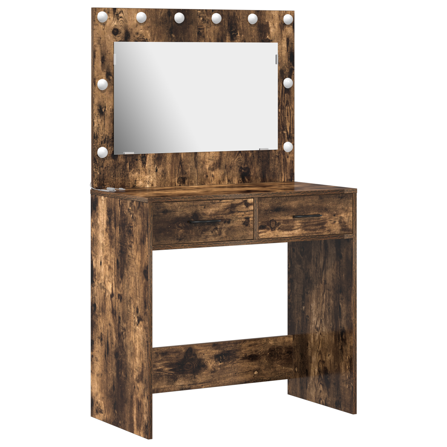 Modern Wooden Dressing Table Makeup Vanity Desk Table With 2 Drawers & LED Mirror