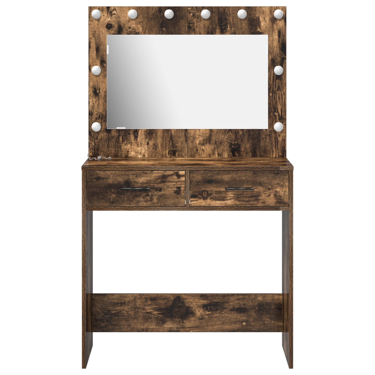 Modern Wooden Dressing Table Makeup Vanity Desk Table With 2 Drawers & LED Mirror