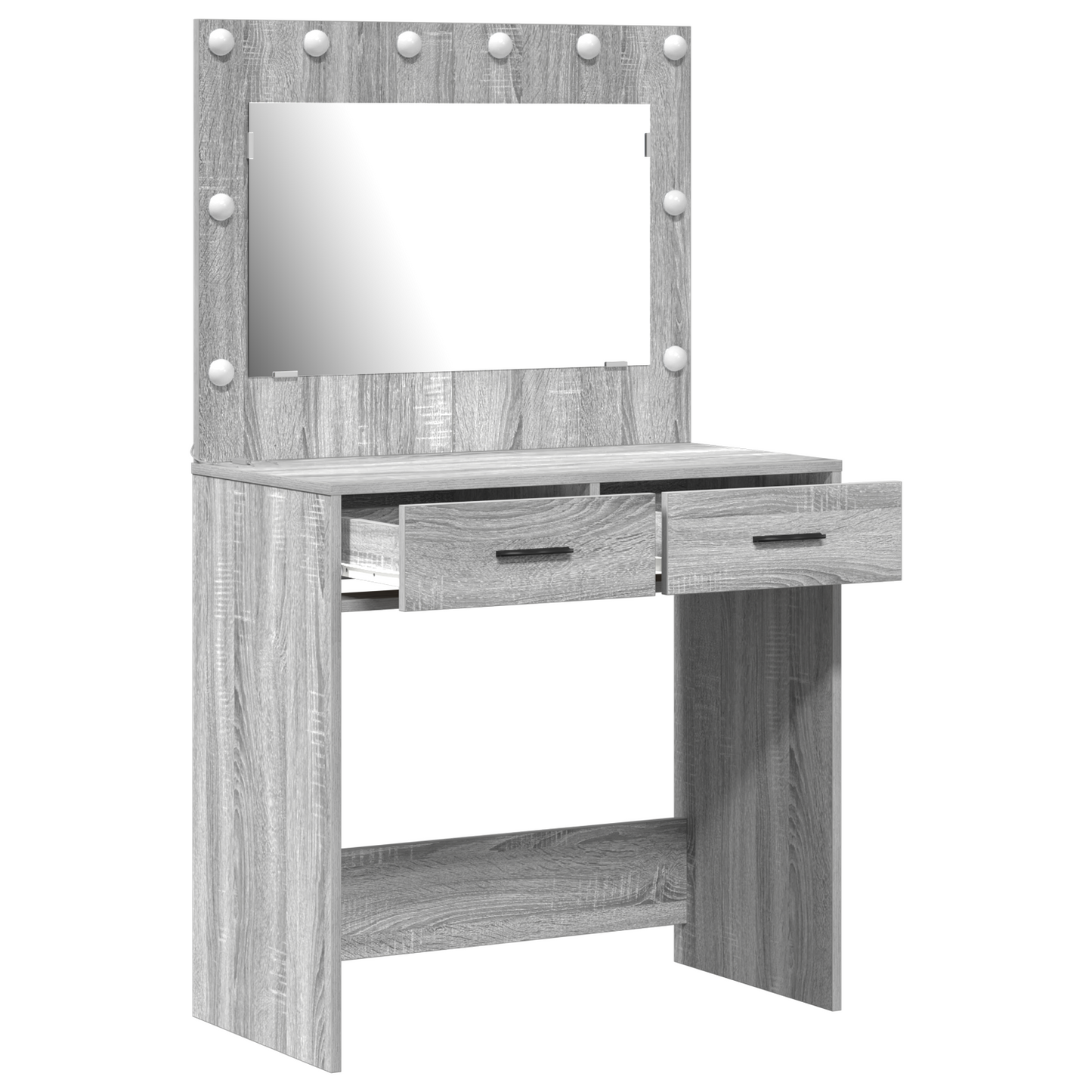 Modern Wooden Dressing Table Makeup Vanity Desk Table With 2 Drawers & LED Mirror