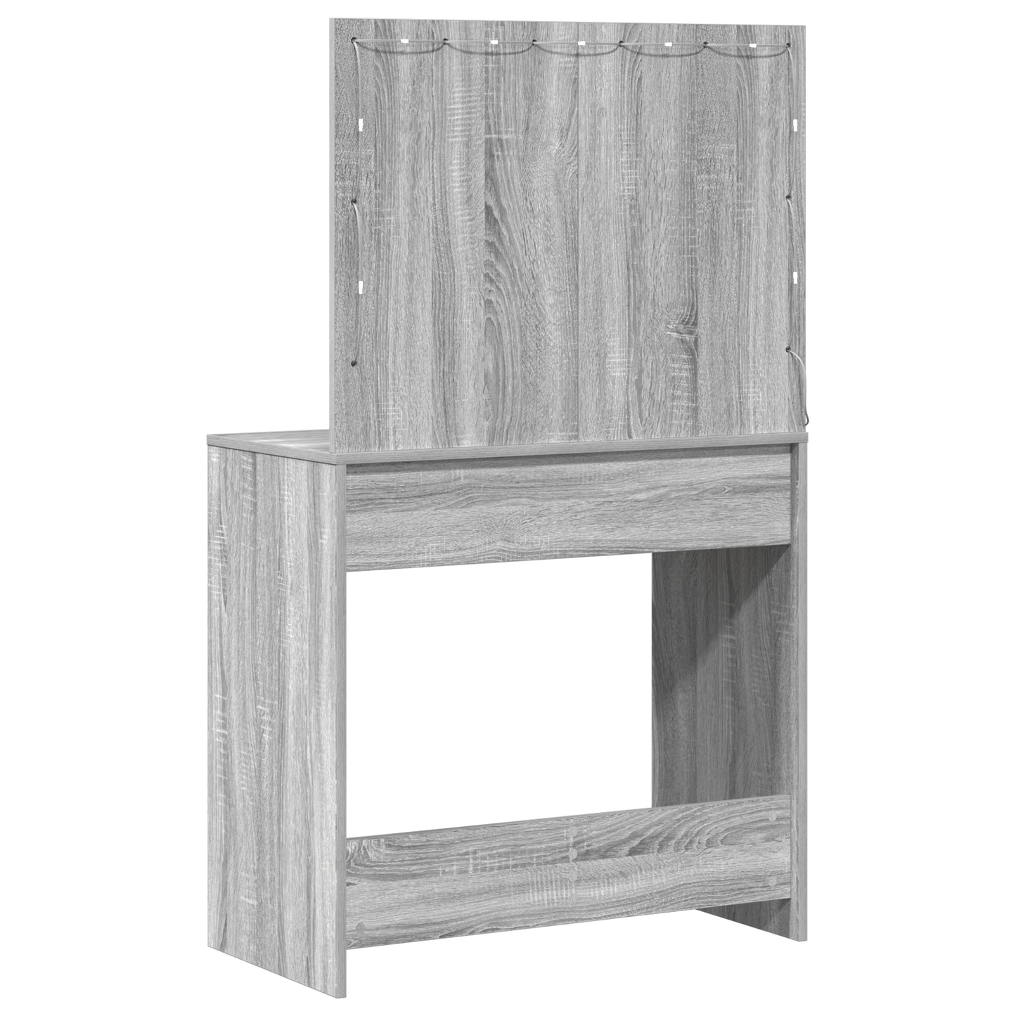 Modern Wooden Dressing Table Makeup Vanity Desk Table With 2 Drawers & LED Mirror