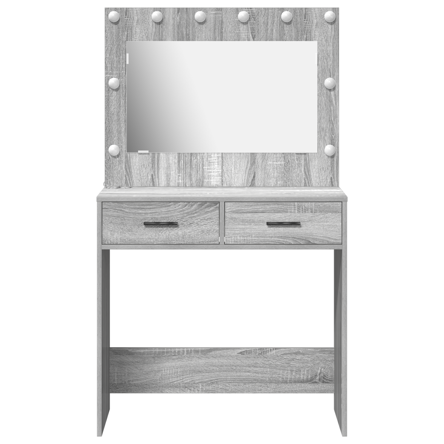 Modern Wooden Dressing Table Makeup Vanity Desk Table With 2 Drawers & LED Mirror
