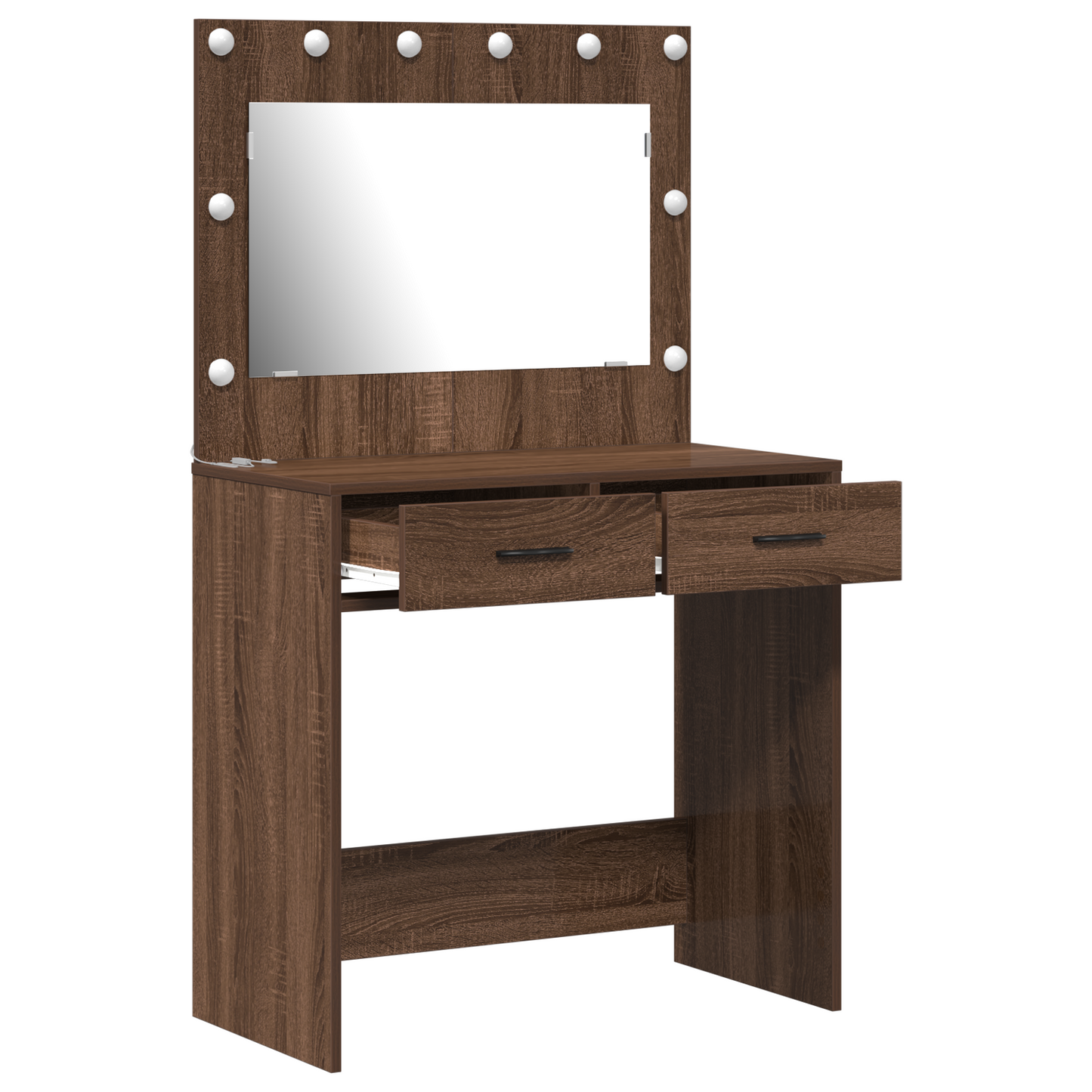 Modern Wooden Dressing Table Makeup Vanity Desk Table With 2 Drawers & LED Mirror