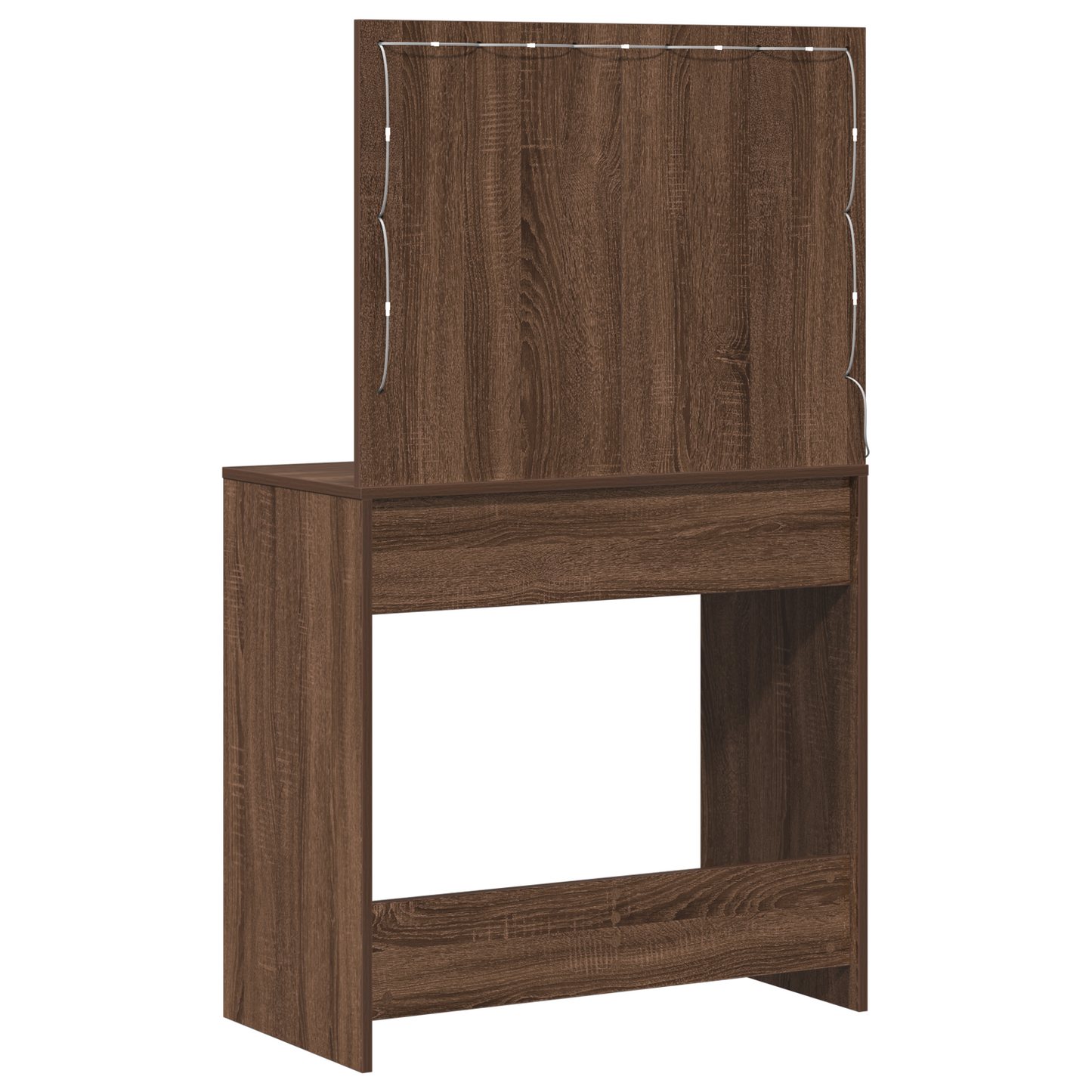 Modern Wooden Dressing Table Makeup Vanity Desk Table With 2 Drawers & LED Mirror