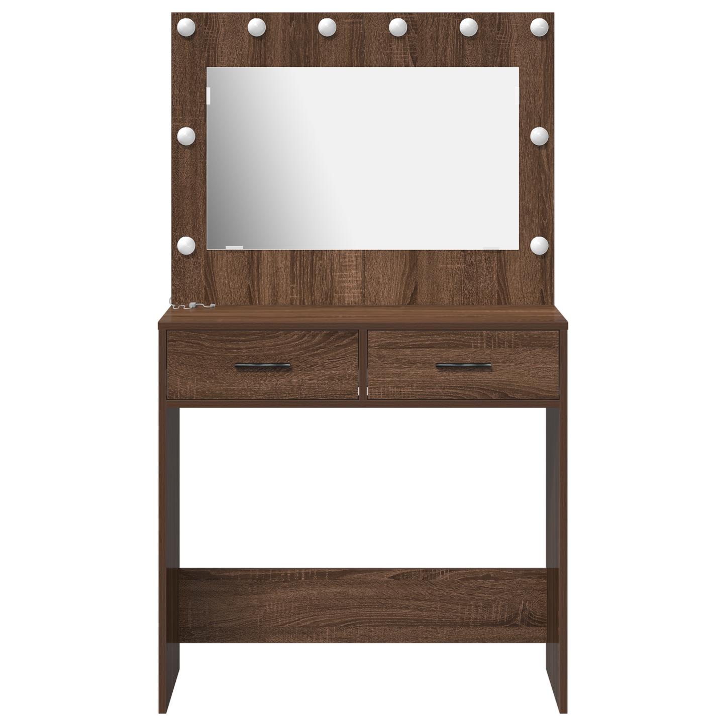 Modern Wooden Dressing Table Makeup Vanity Desk Table With 2 Drawers & LED Mirror