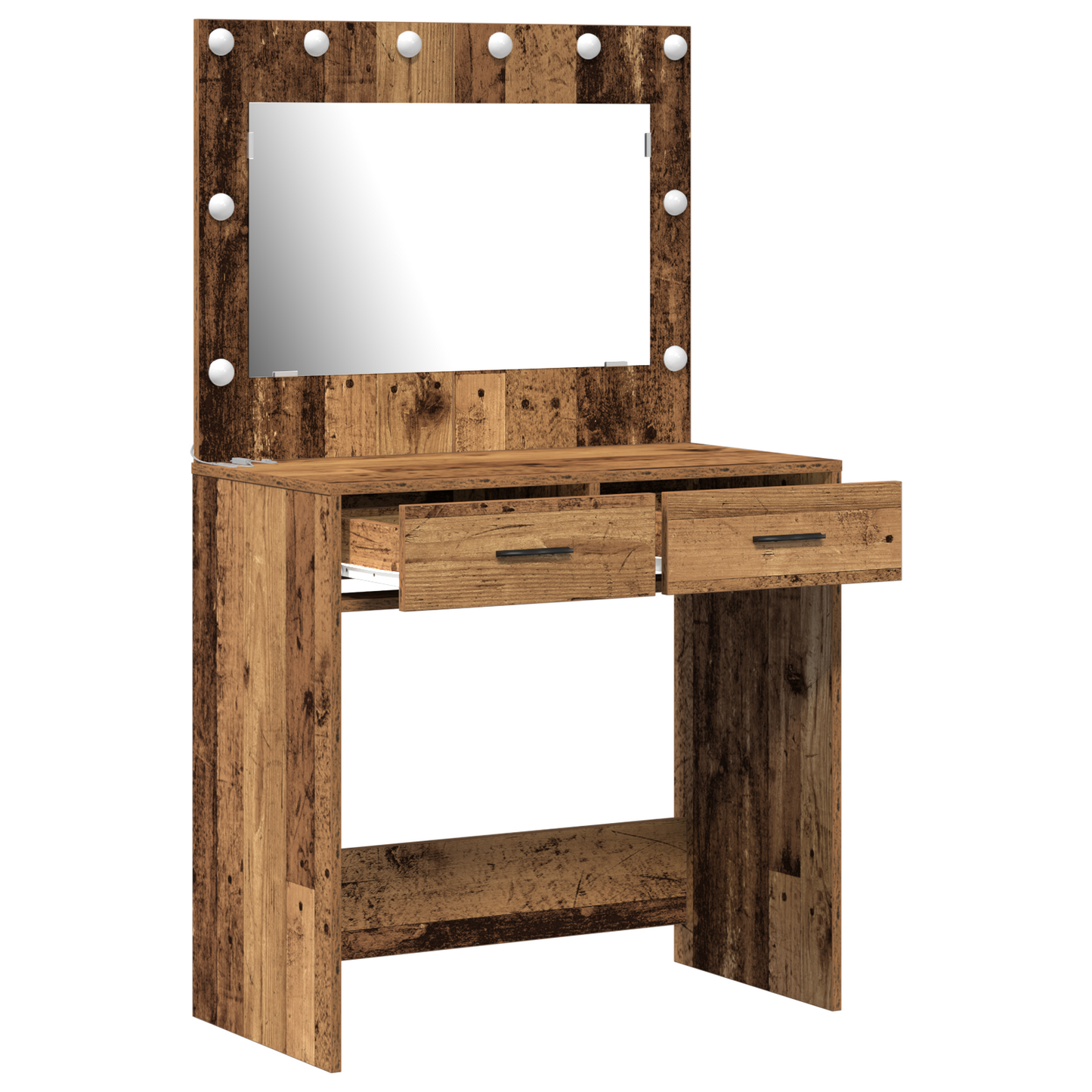Modern Wooden Dressing Table Makeup Vanity Desk Table With 2 Drawers & LED Mirror