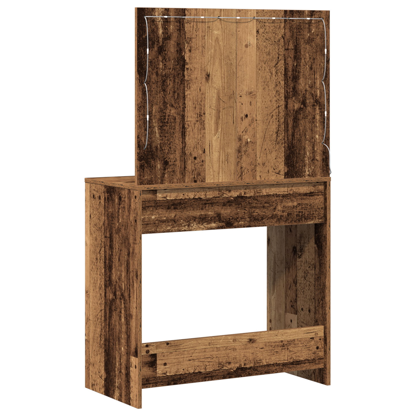 Modern Wooden Dressing Table Makeup Vanity Desk Table With 2 Drawers & LED Mirror