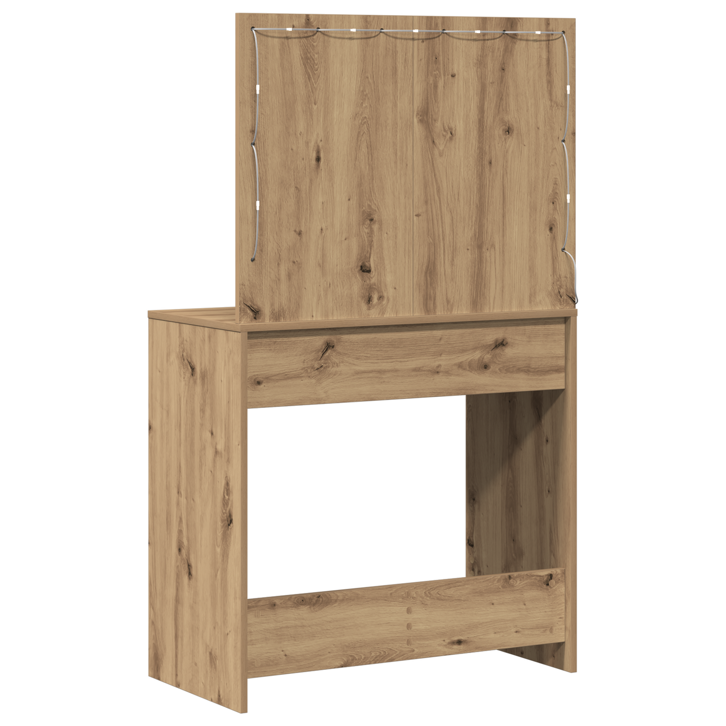 Modern Wooden Dressing Table Makeup Vanity Desk Table With 2 Drawers & LED Mirror